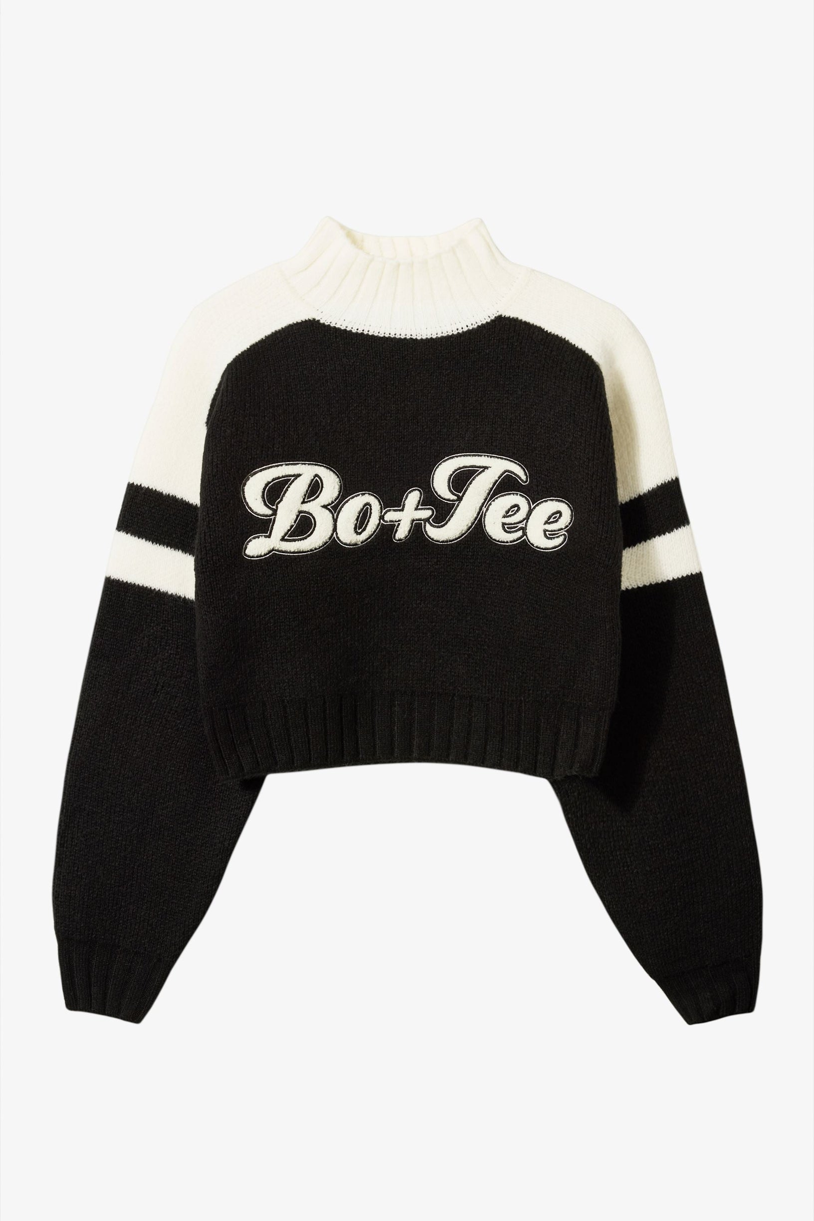 Knit Logo Cropped Jumper in Black - 2