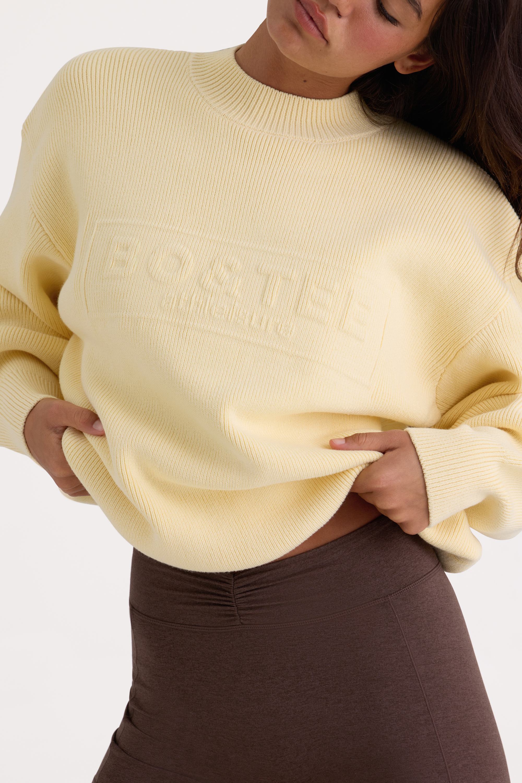 Ribbed Knit Oversized Jumper in Lemon