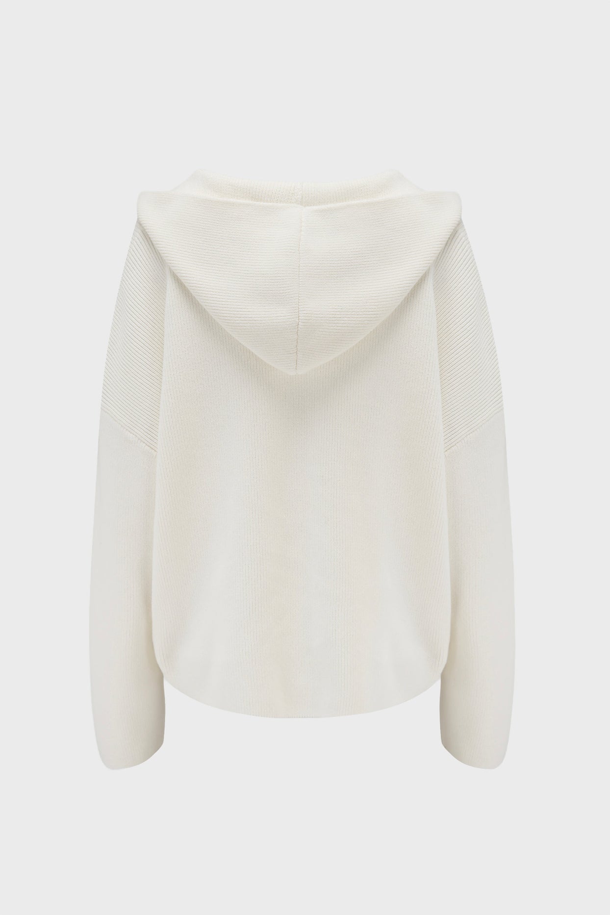 Ribbed Knit Oversized Hoodie in Ivory