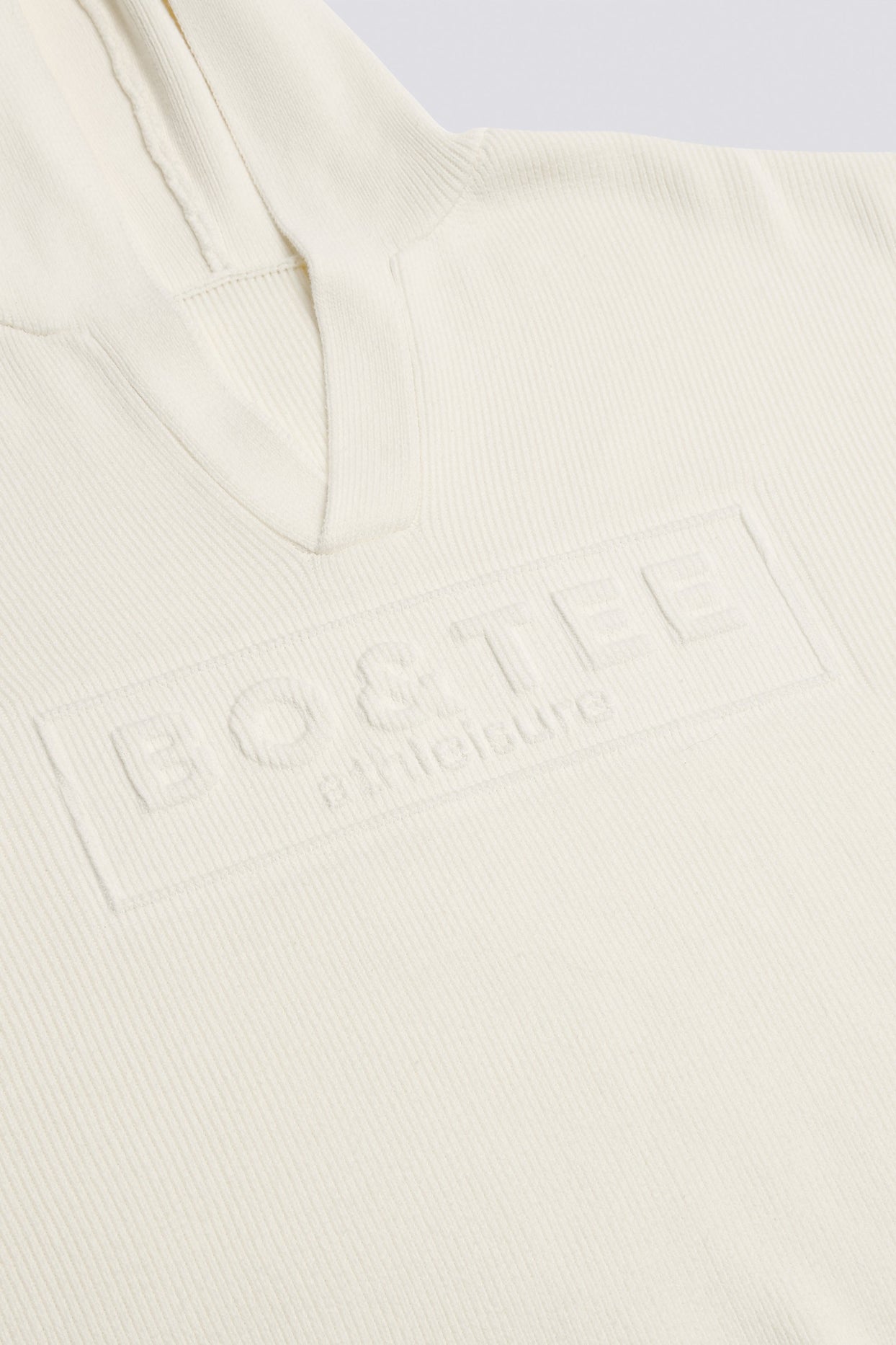 Ribbed Knit Oversized Hoodie in Ivory