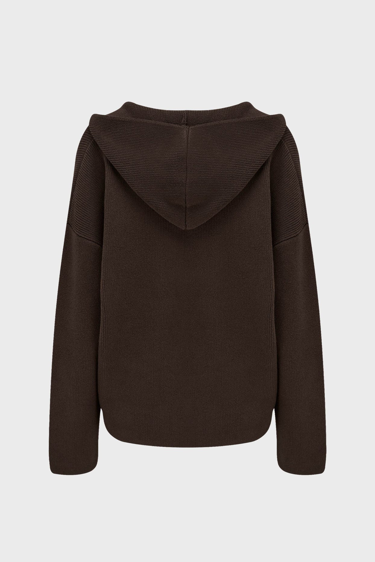 Ribbed Knit Oversized Hoodie in Pecan