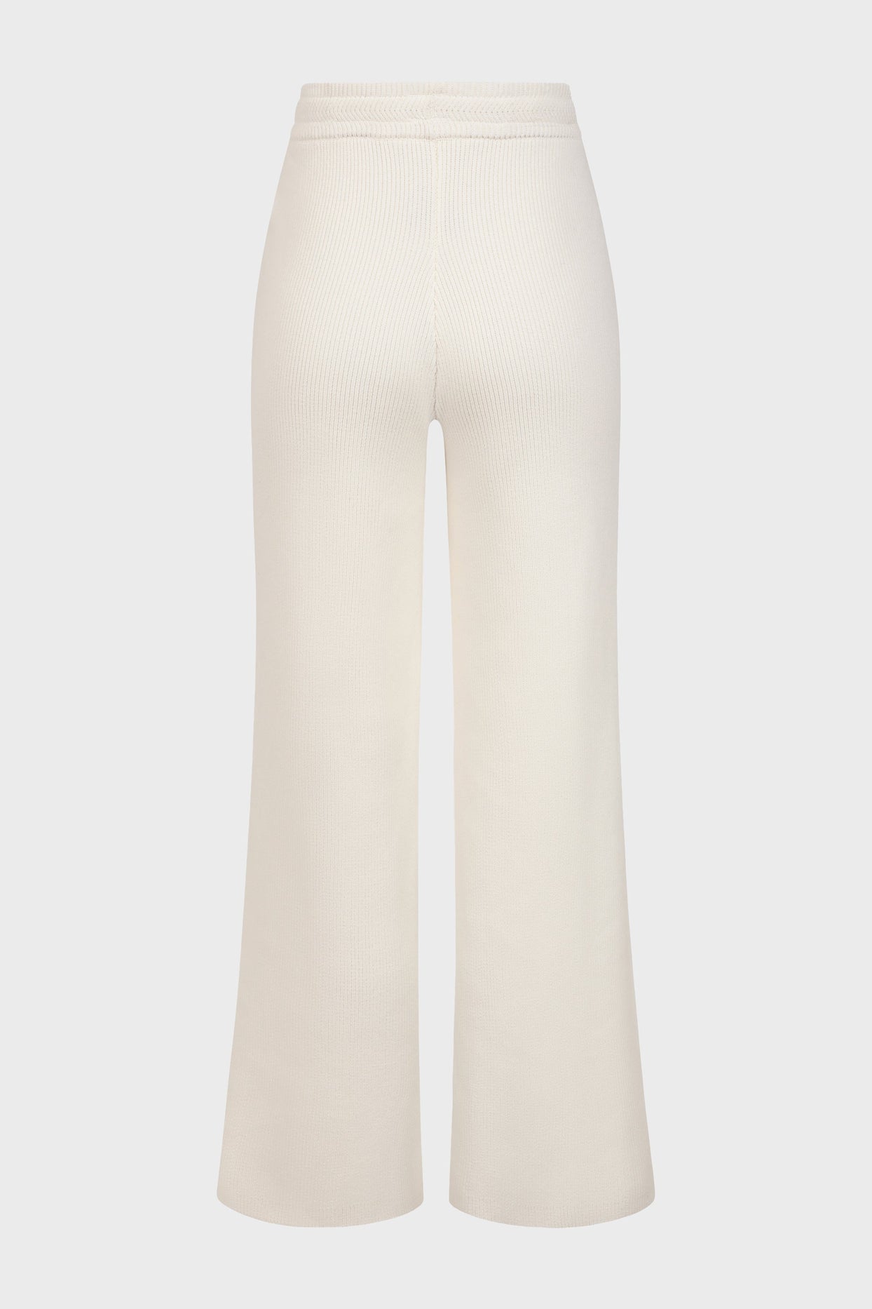Ribbed Knit Wide-Leg Joggers in Ivory