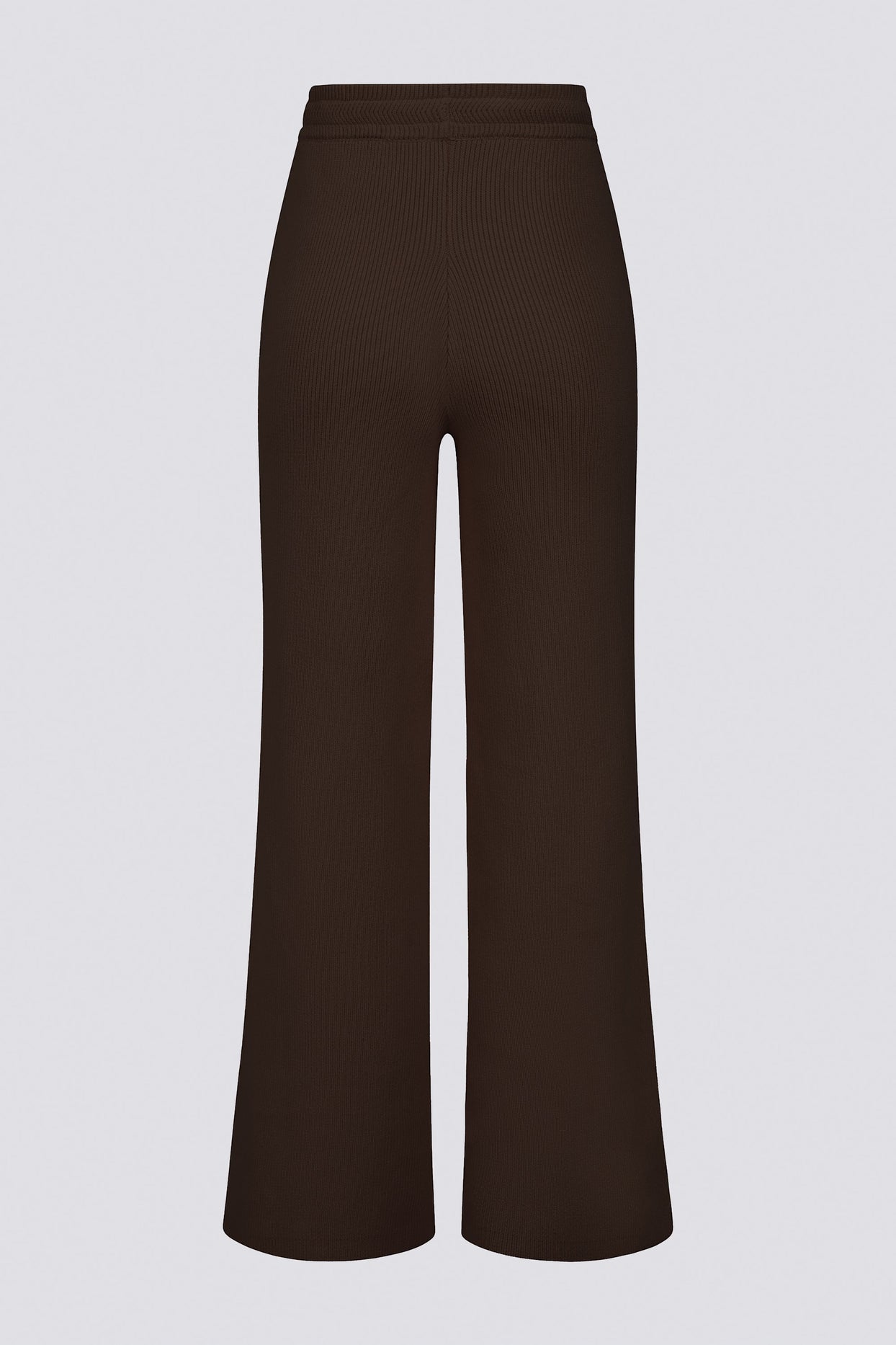 Ribbed Knit Wide-Leg Joggers in Pecan