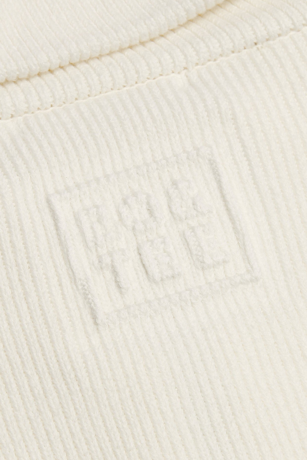 Ribbed Knit Zip-Up Cropped Sweatshirt in Ivory