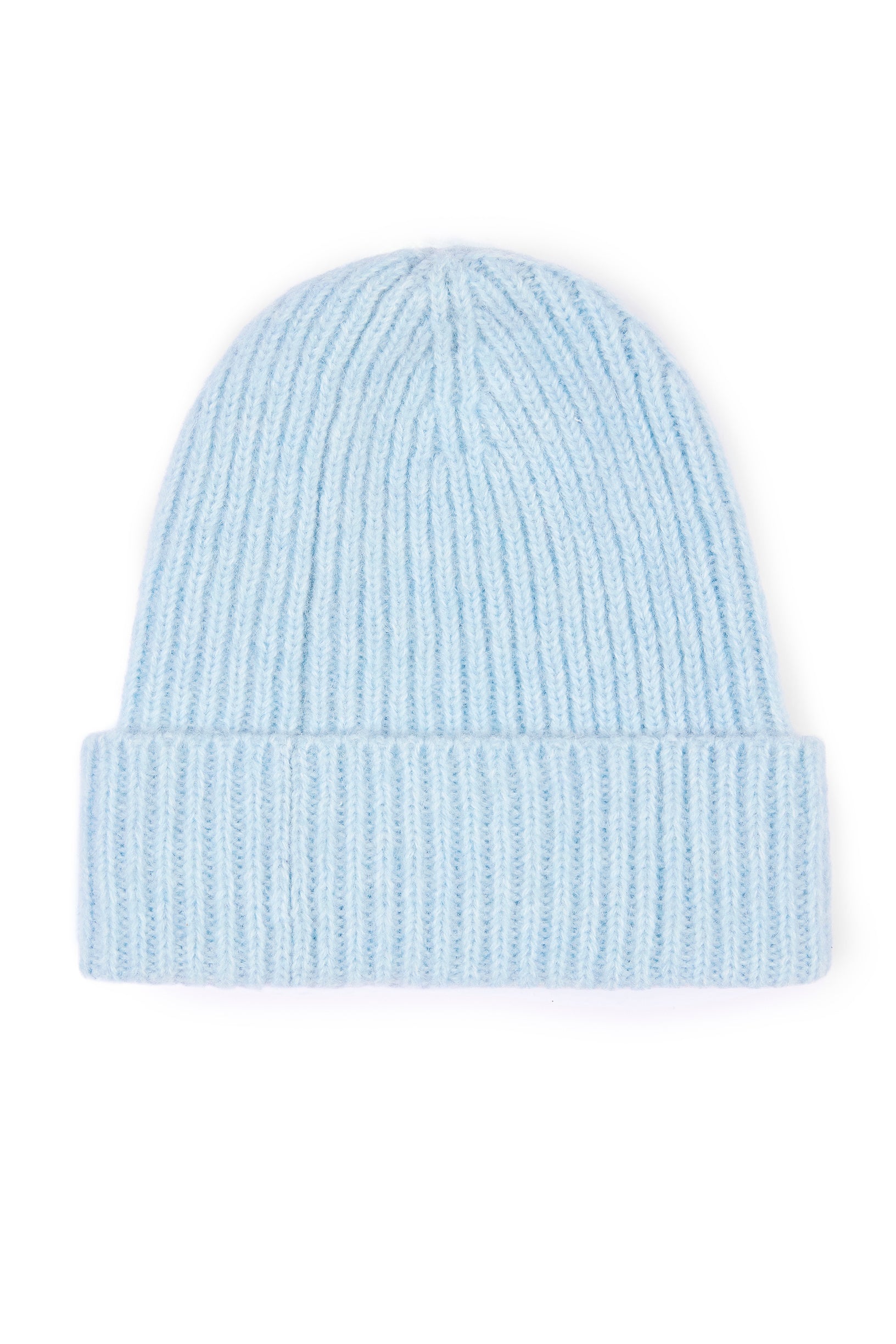 Ribbed Knit Beanie Hat in Powder Blue - 2