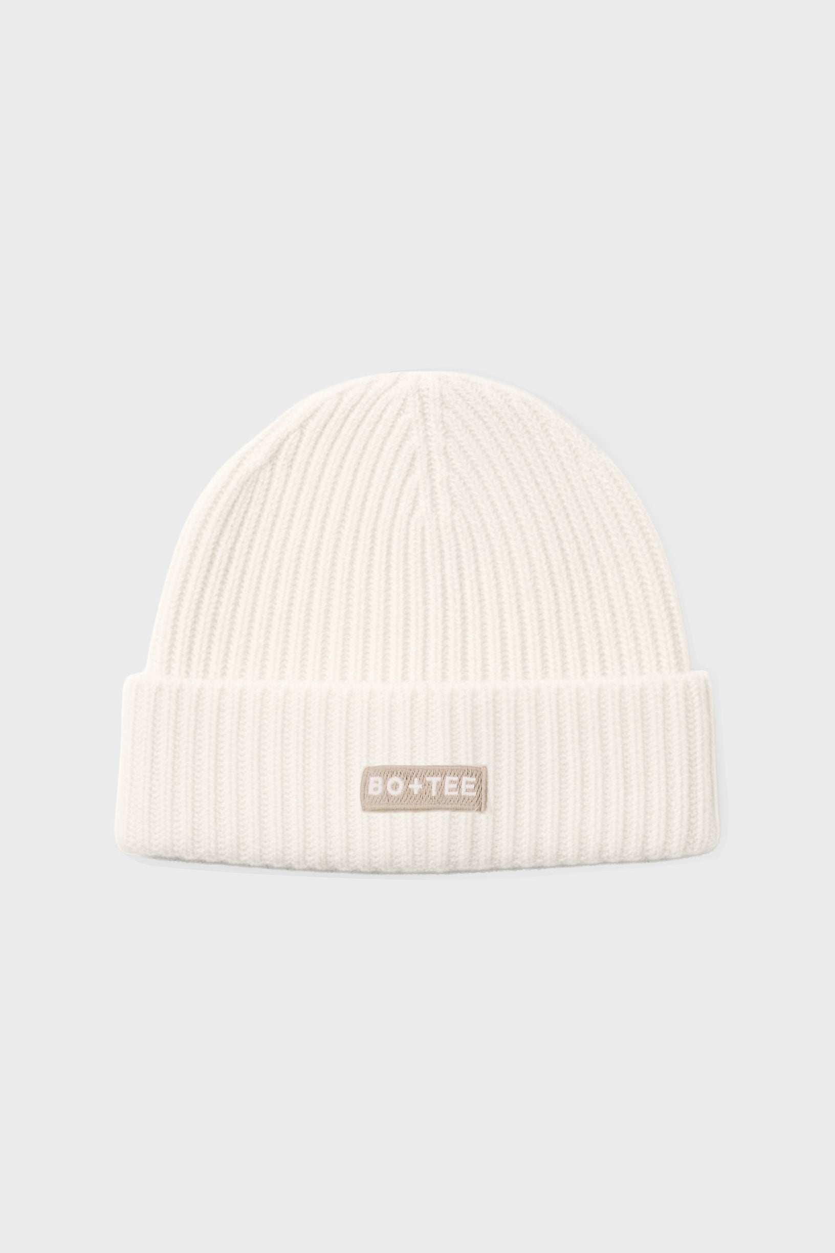 Ribbed Knit Beanie Hat in Ivory - 1