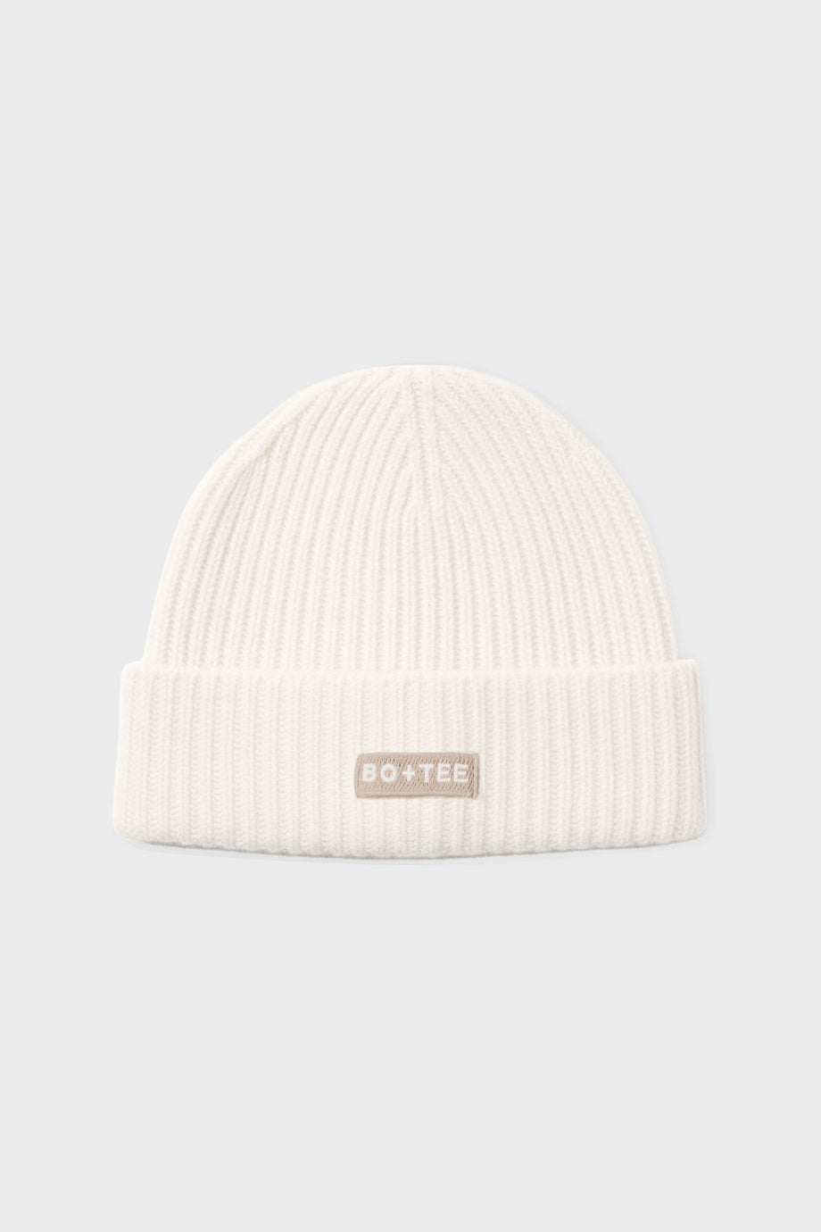 Ribbed Knit Beanie Hat in Ivory