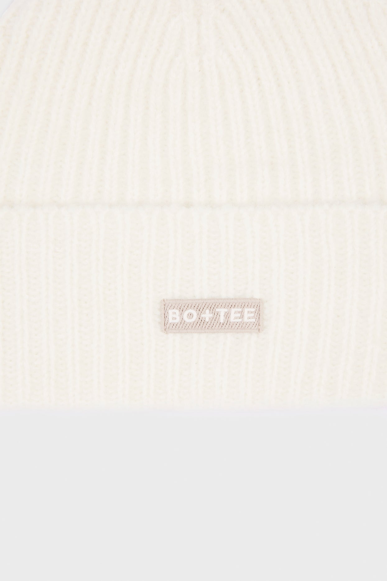 Ribbed Knit Beanie Hat in Ivory - 3
