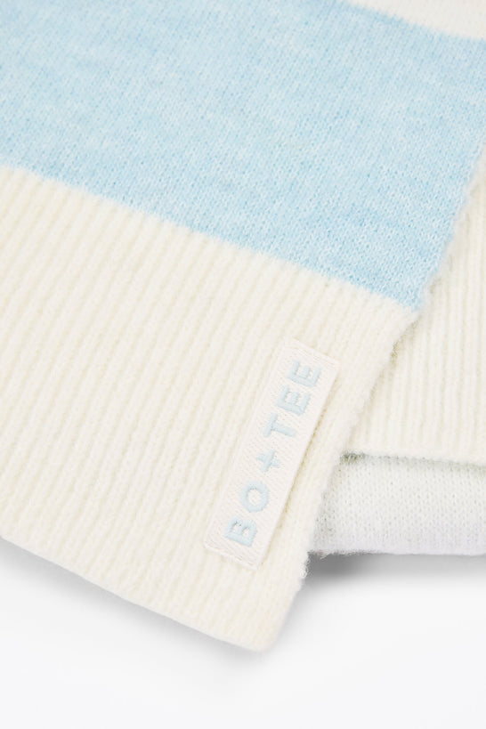 Knit Striped Scarf in Powder Blue