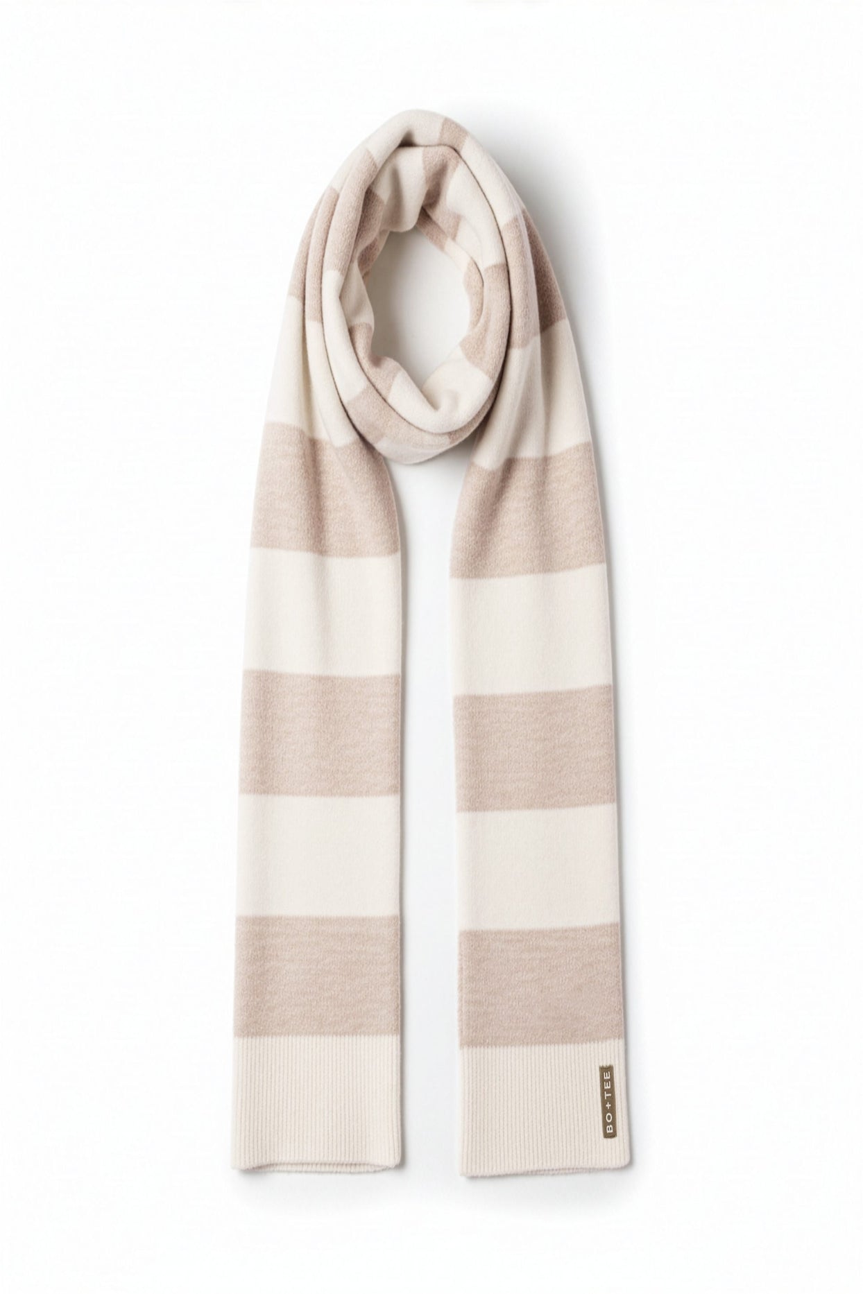 Knitted Striped Scarf in Ivory