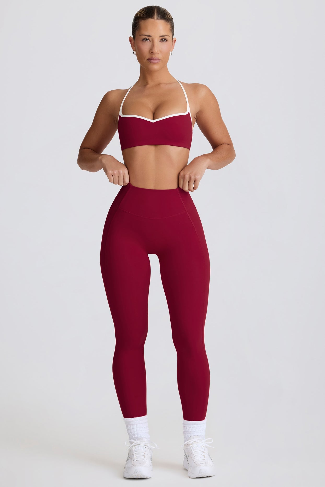 Soft Active Mid-Rise Leggings in Burgundy
