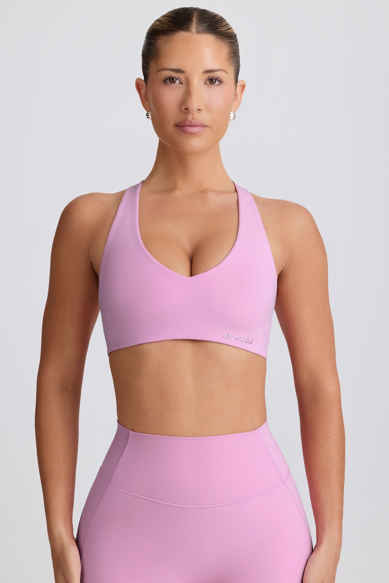 Soft Active V-Neck Sports Bra in Dusty Pink - 4