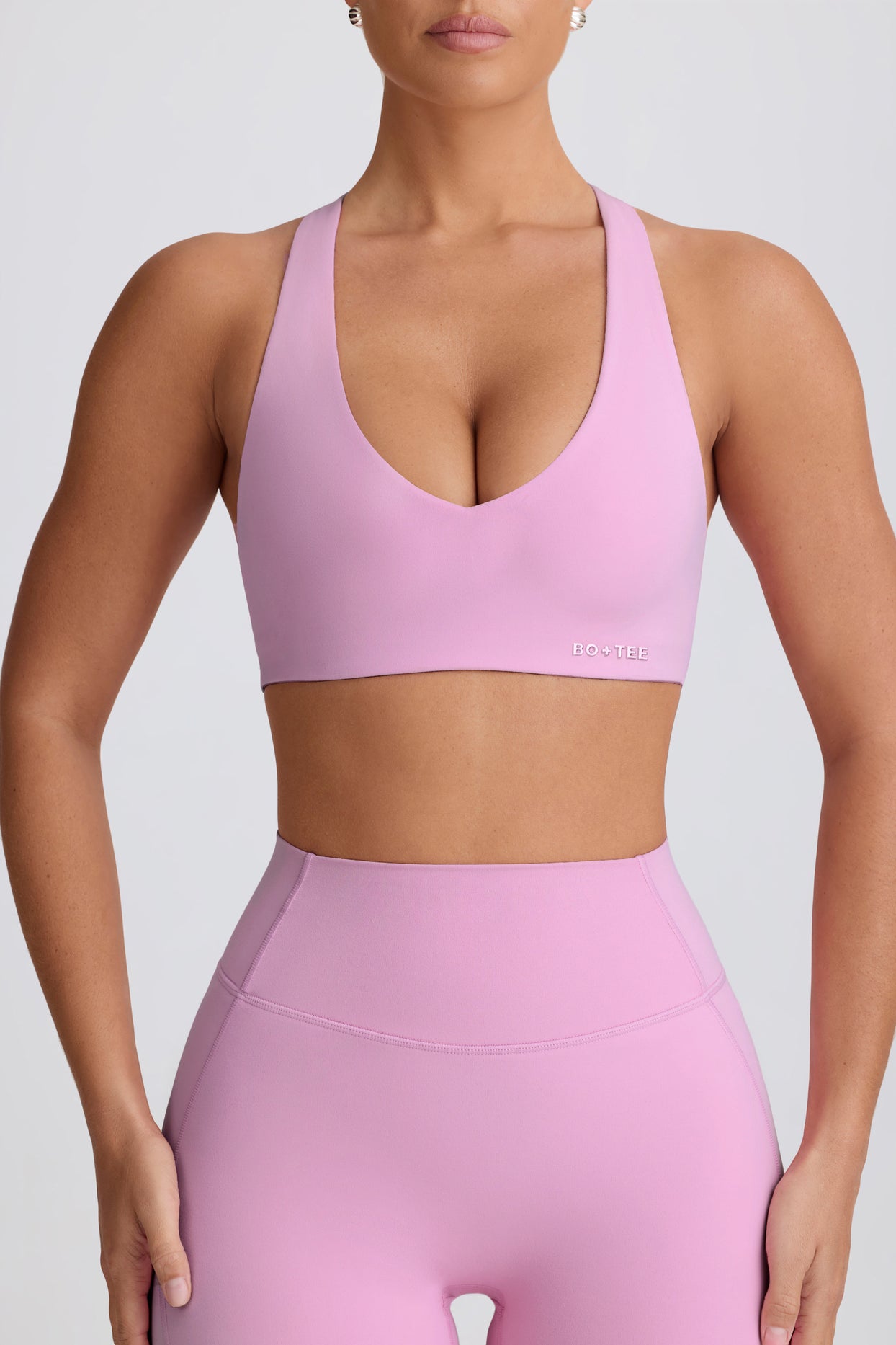 Soft Active V-Neck Sports Bra in Dusty Pink - 3