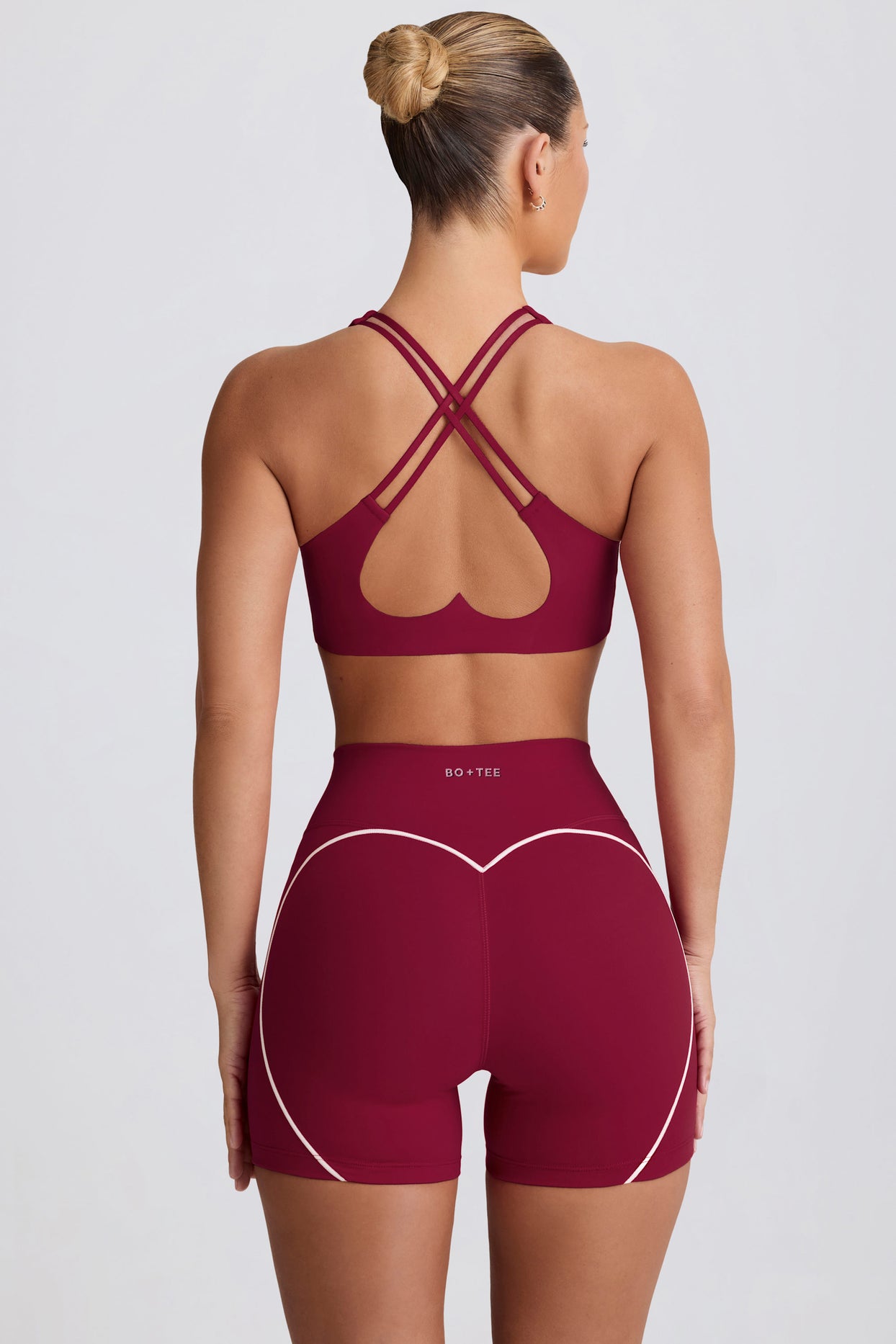 Soft Active V-Neck Sports Bra in Burgundy - 4