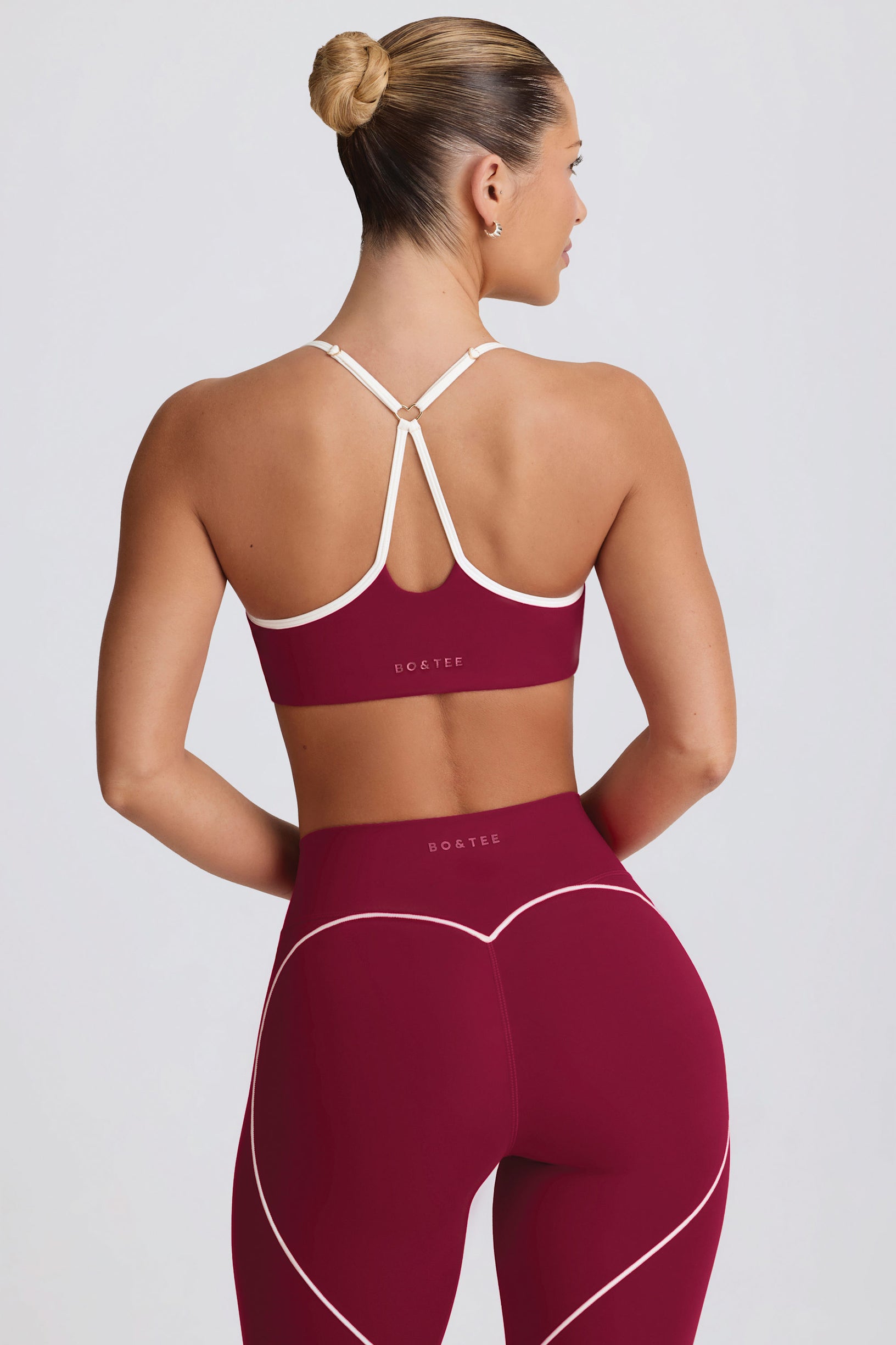 Soft Active Sweetheart-Neck Sports Bra in Cherry - 2