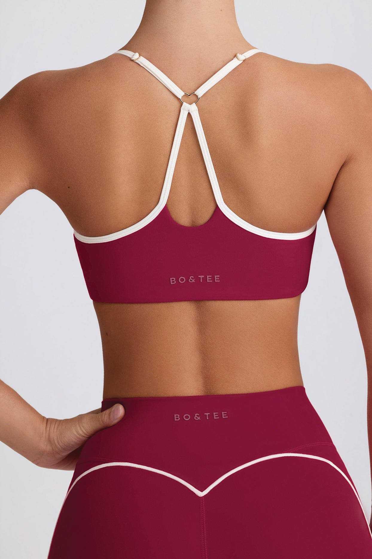 Soft Active Sweetheart-Neck Sports Bra in Burgundy