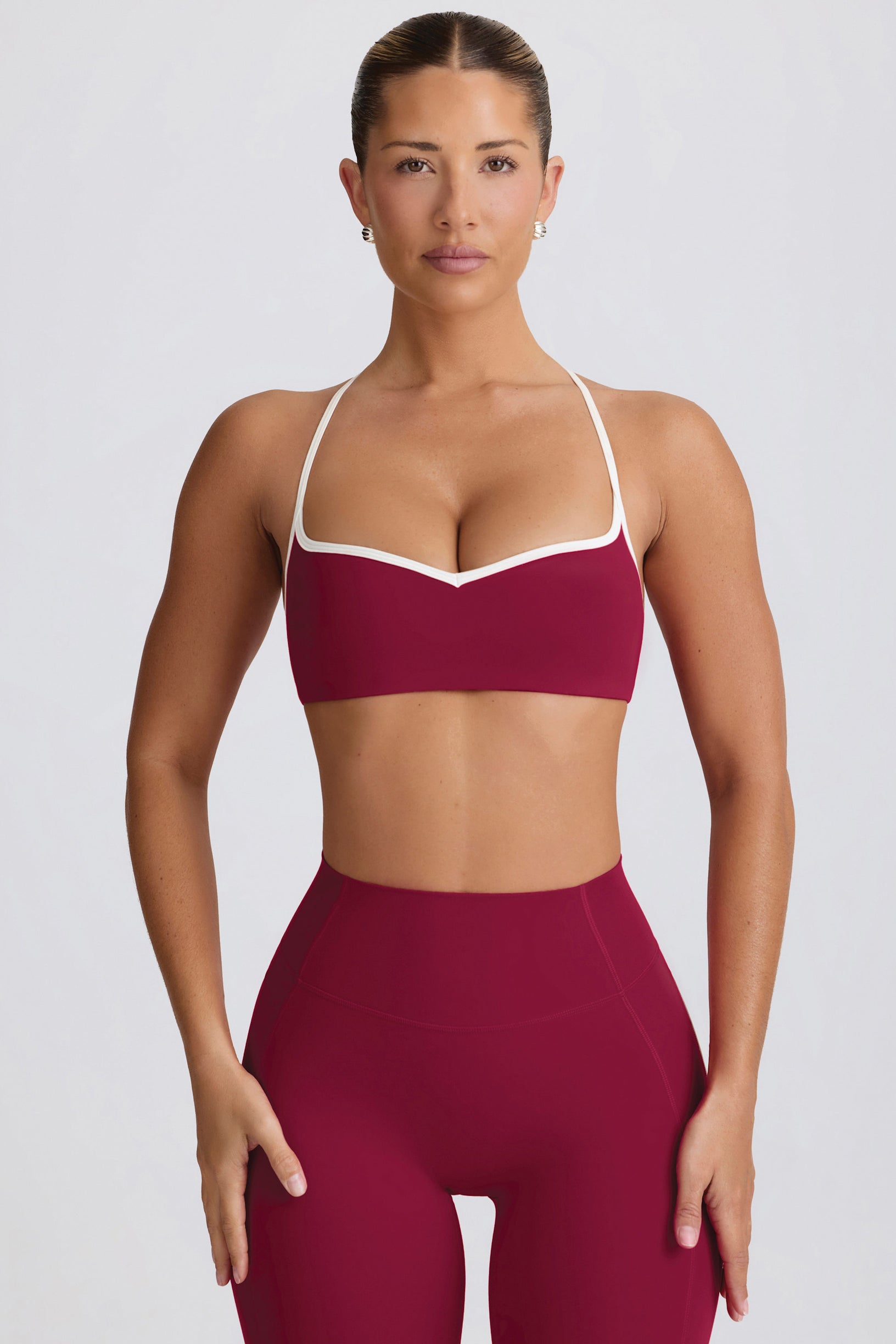 Soft Active Sweetheart-Neck Sports Bra in Cherry - 1