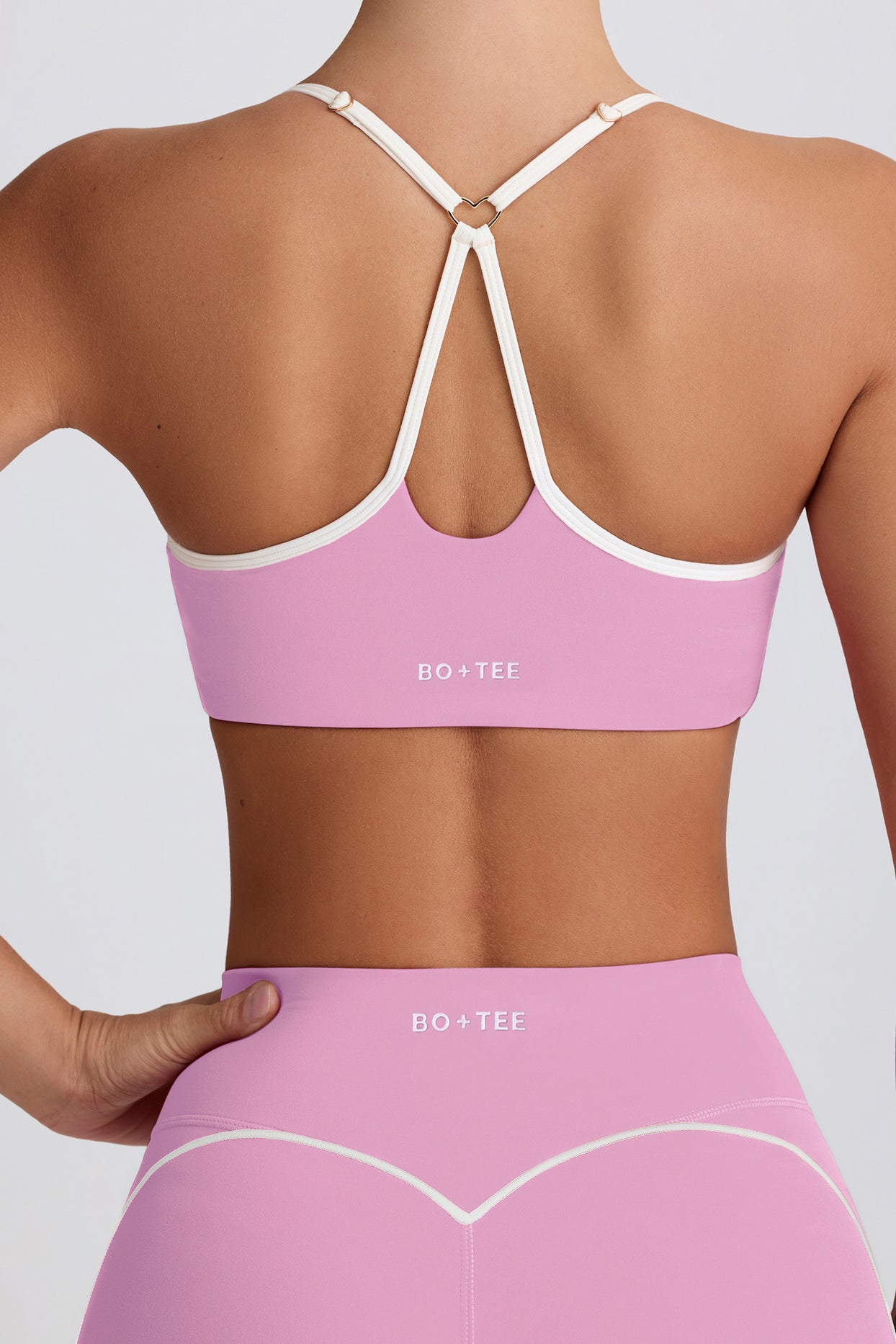 Soft Active Sweetheart-Neck Sports Bra in Dusty Pink