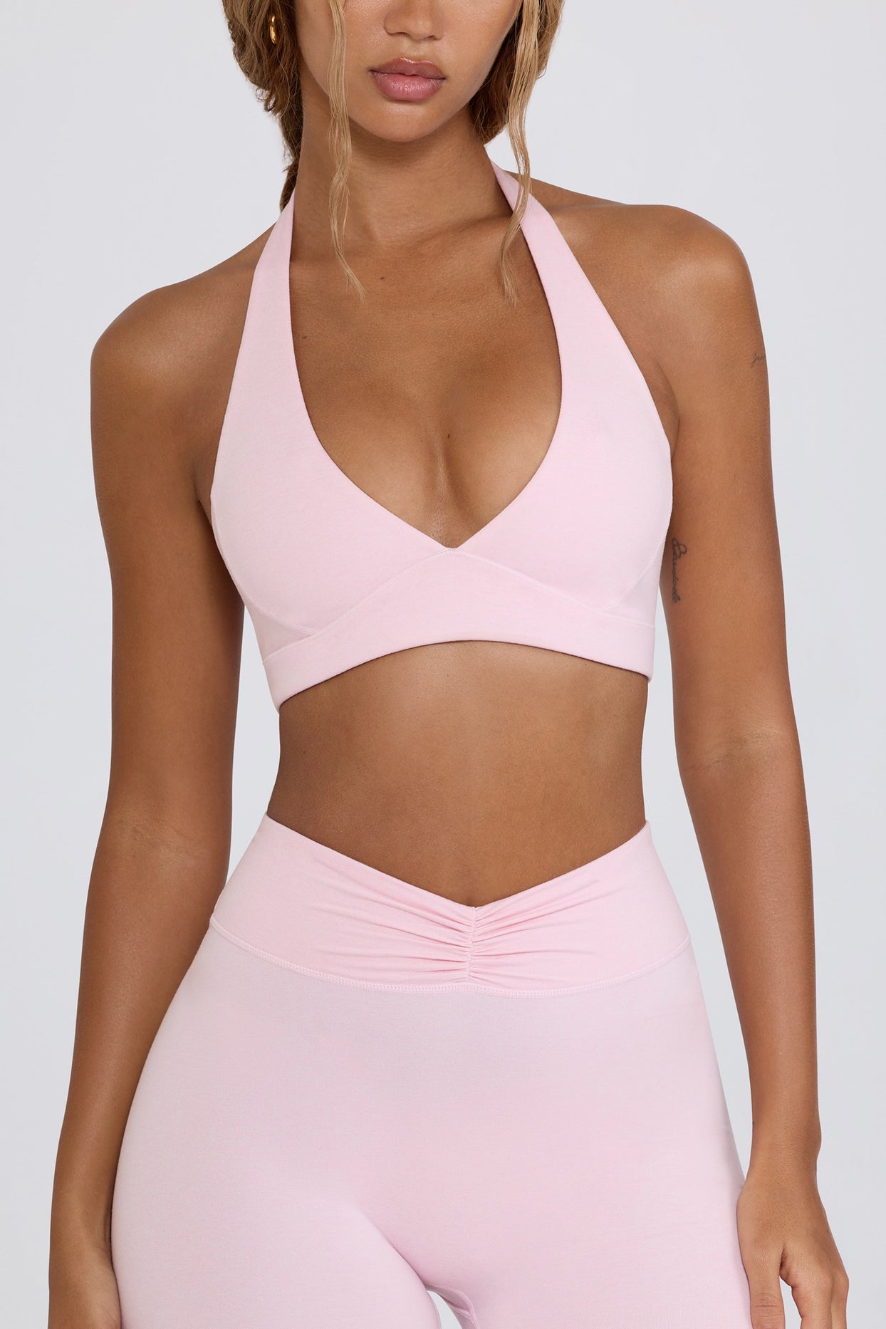 Brushed Jersey V-Neck Sports Bra in Bloom - 4