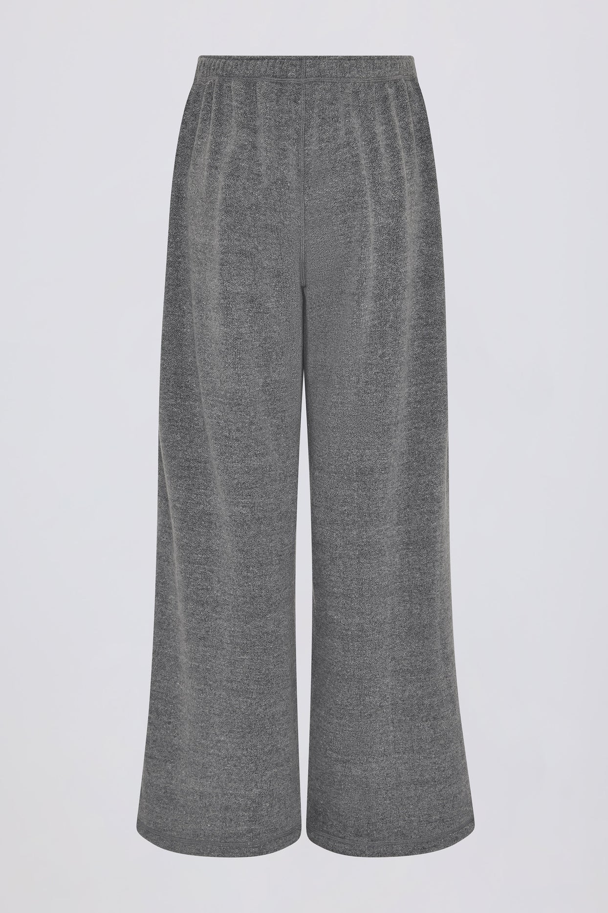 Textured Cotton Button Low-Rise Wide-Leg Joggers in Dark Grey