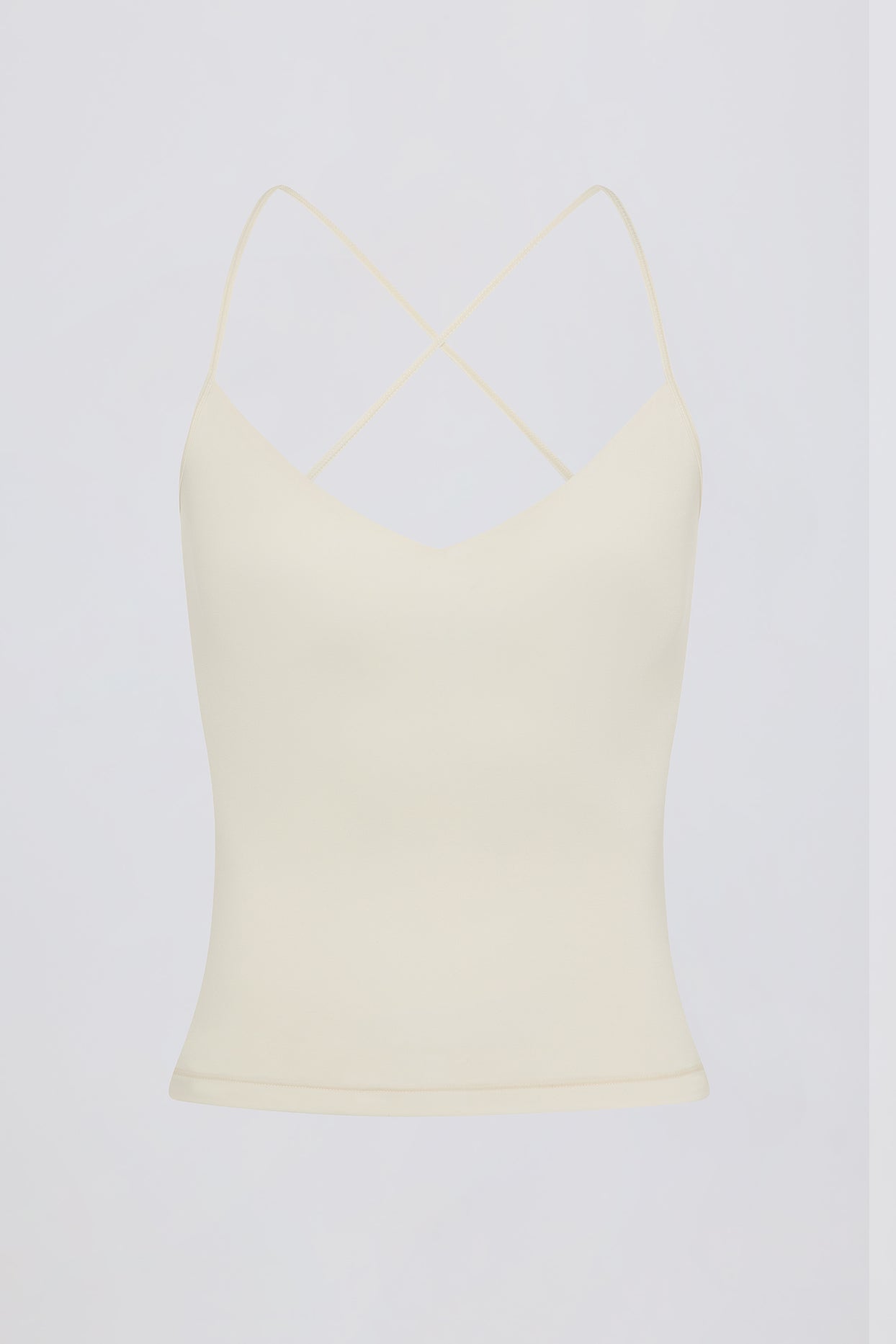 Cross-Back Tank Top in Cream - 4
