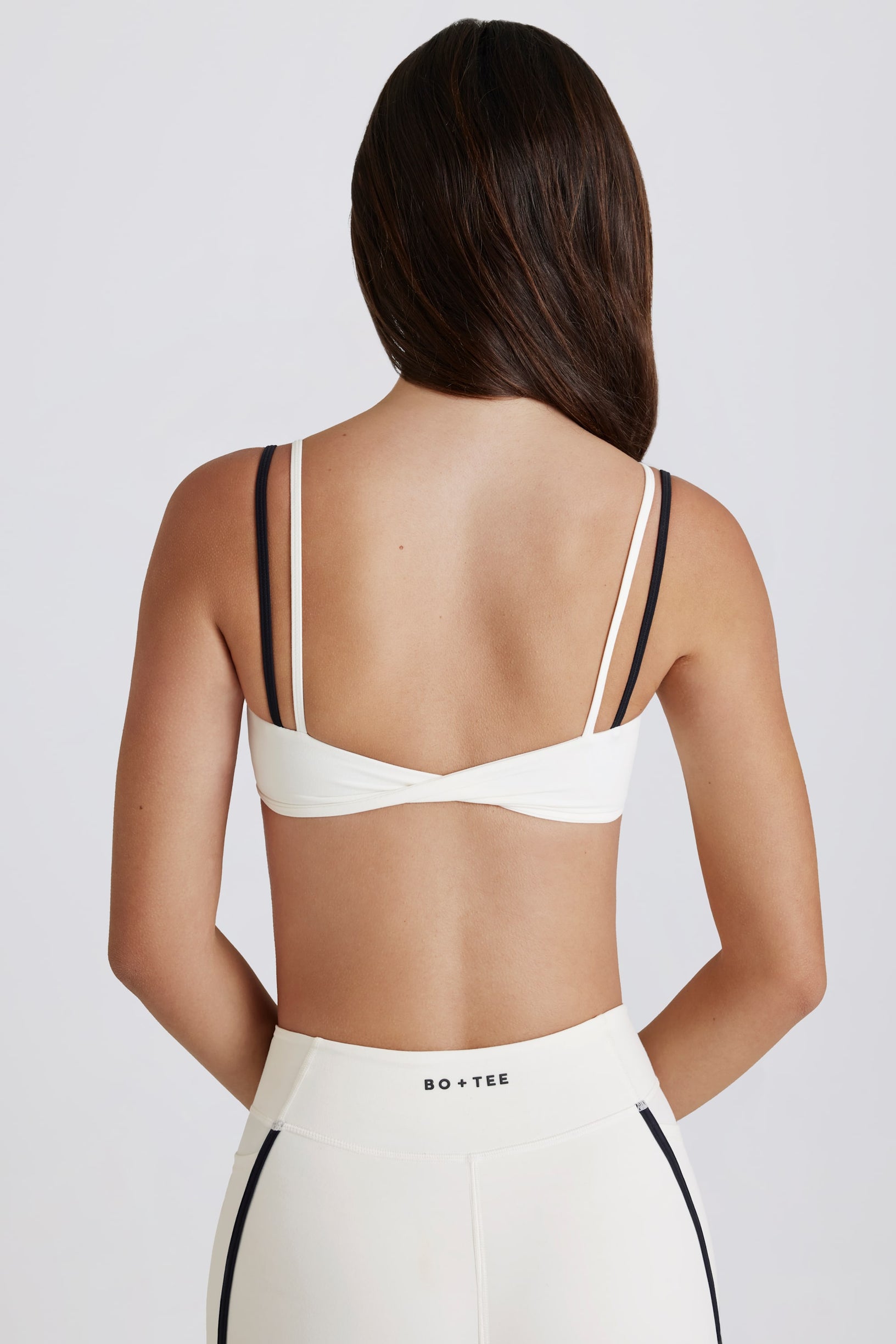Soft Active Twist-Back Layered Sports Bra in Coconut - 2
