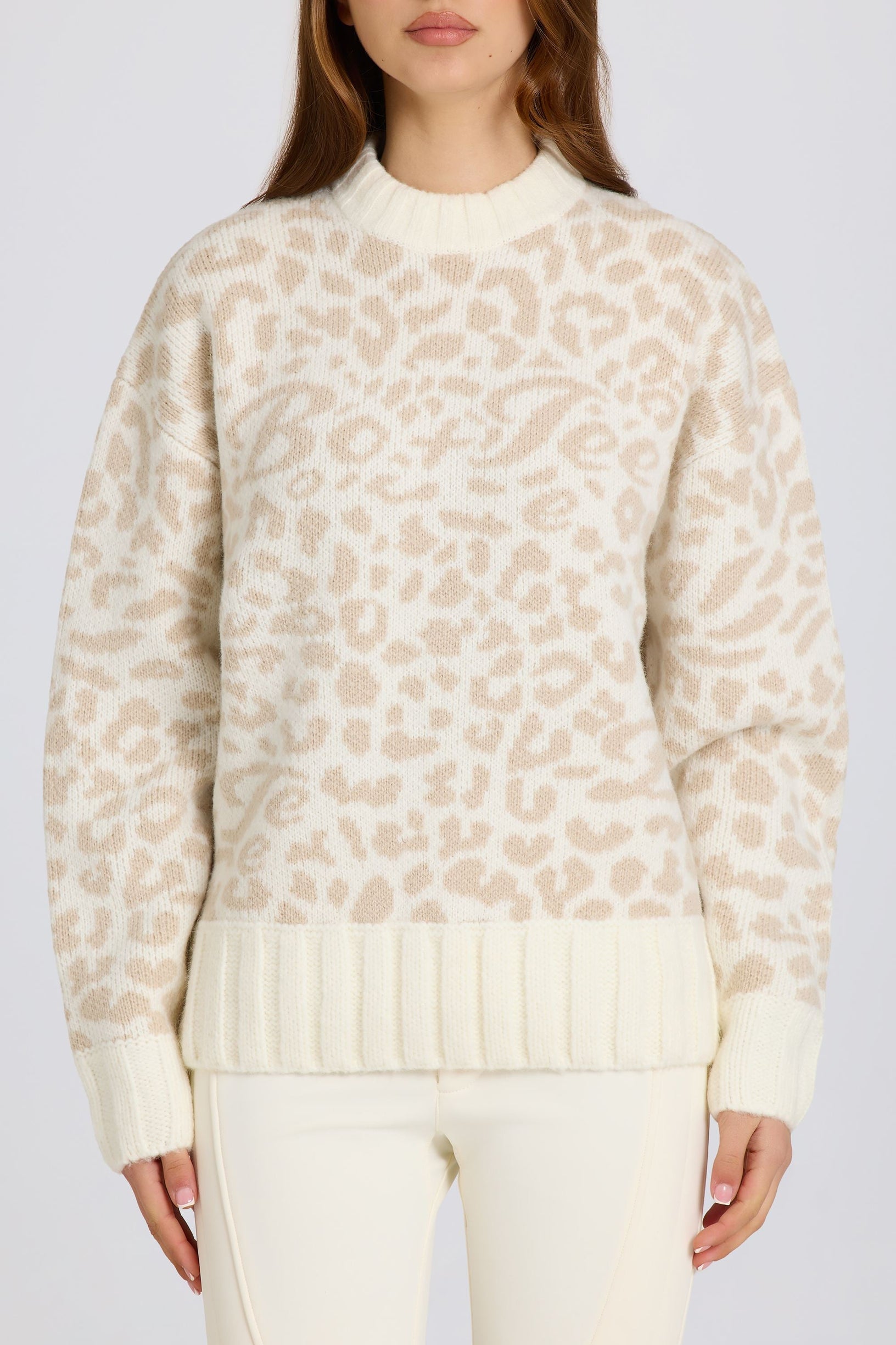 Jacquard-Knit Oversized Jumper in Ice - 2