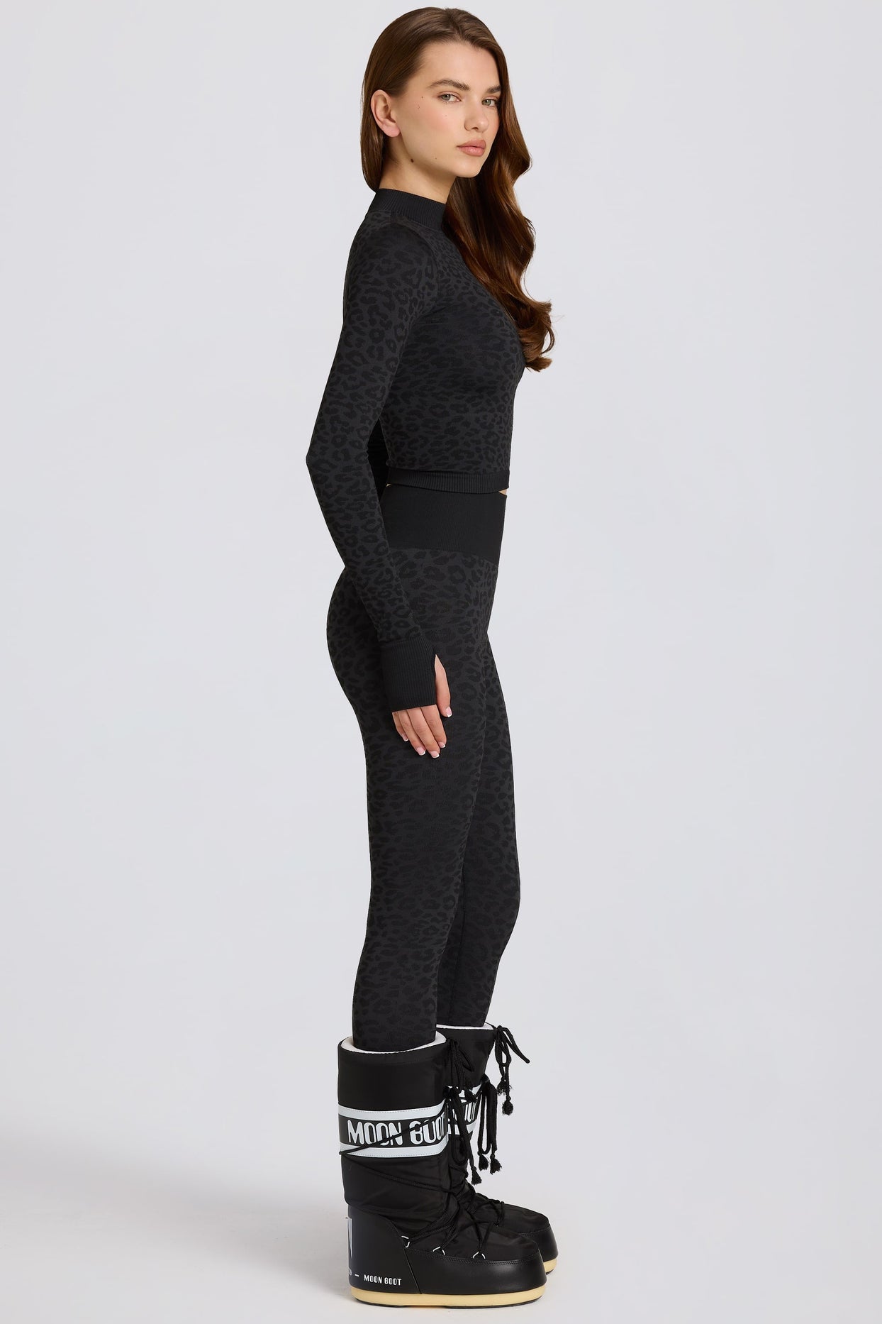 Thermal Base-Layer Leggings in Black Leopard