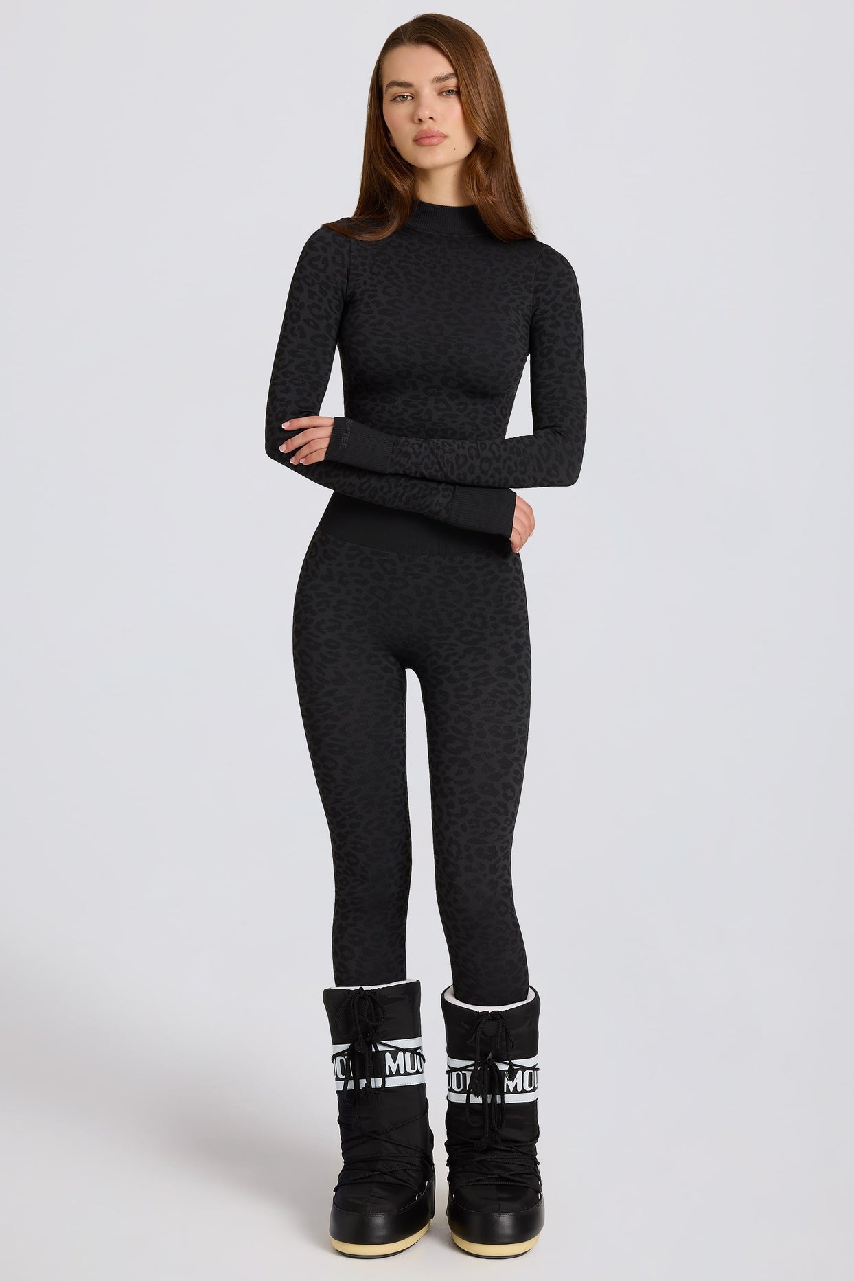 Thermal Base-Layer Leggings in Black Leopard