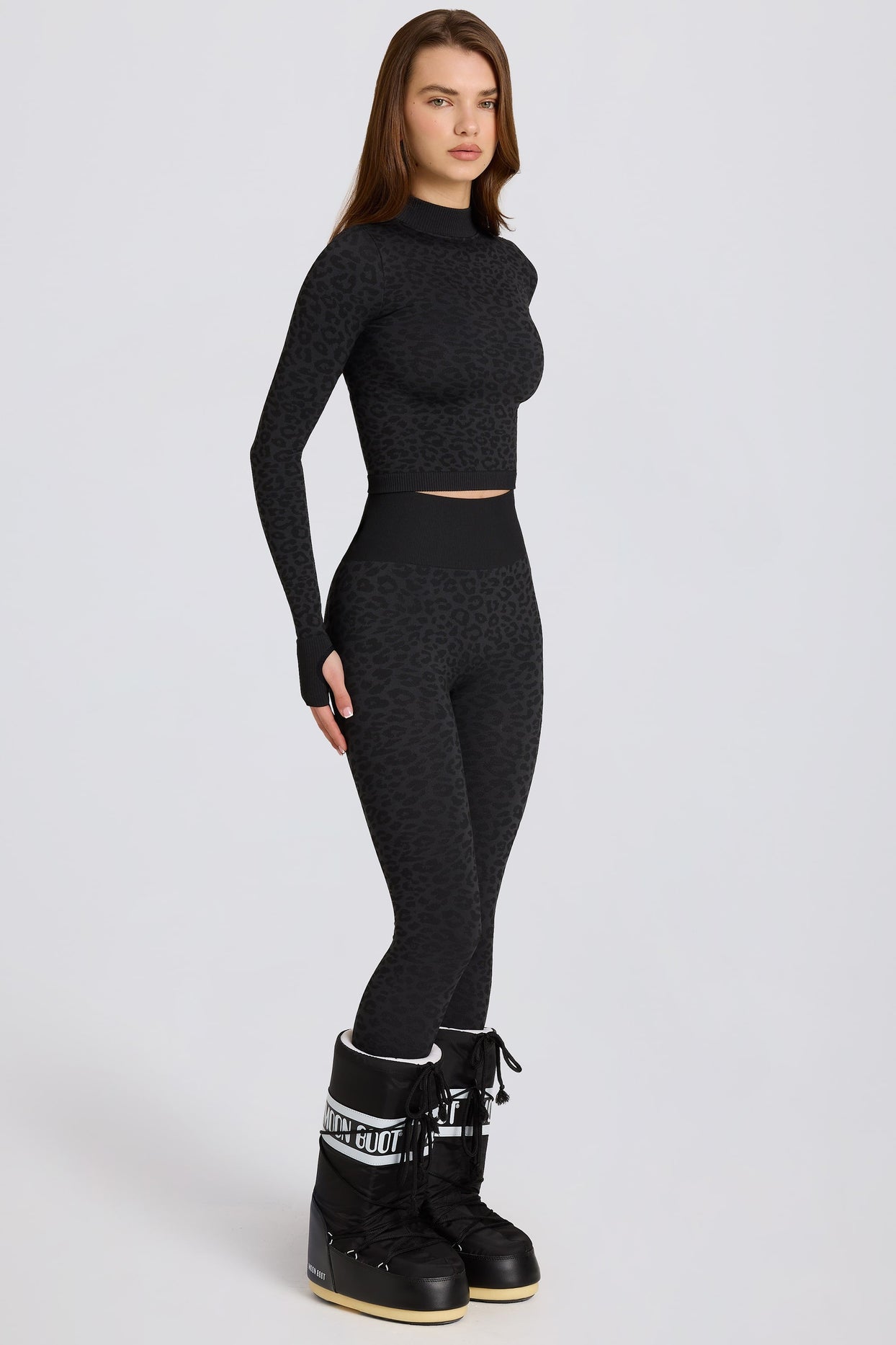 Thermal Base-Layer Leggings in Black Leopard