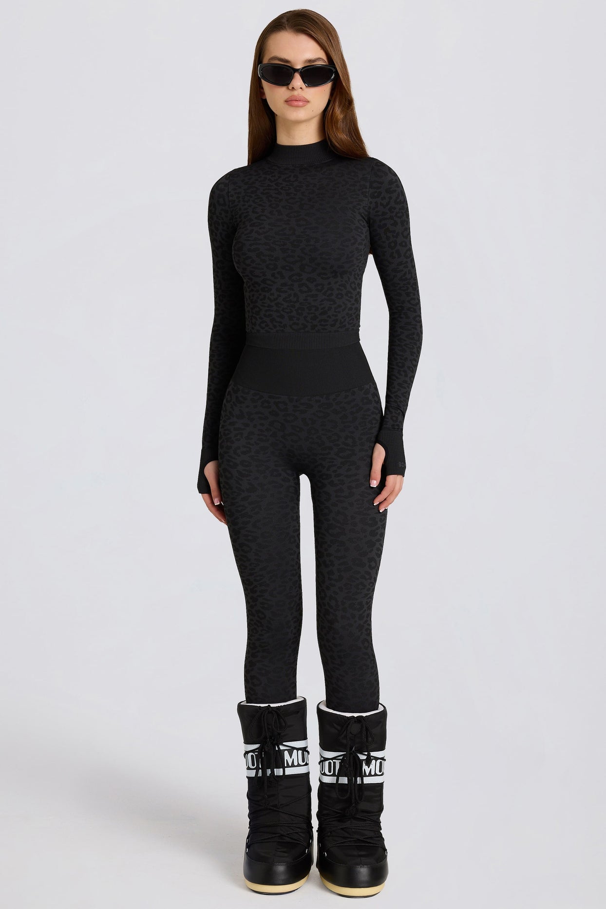 Thermal Base-Layer Leggings in Black Leopard