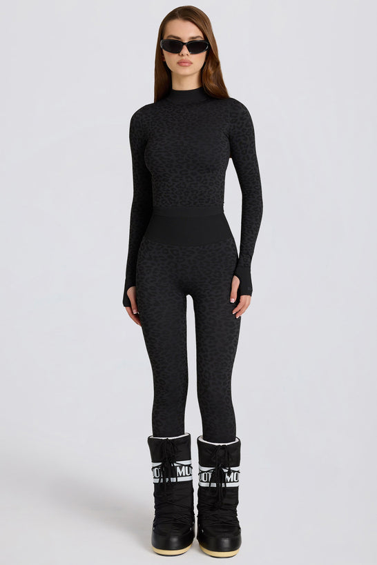 Thermal Base-Layer Leggings in Black Leopard