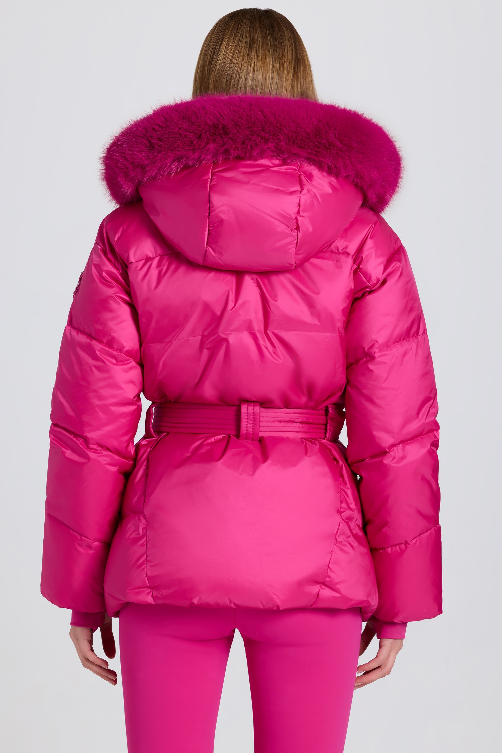 Waterproof Faux-Fur Hood Ski Jacket in Magenta Pink - 2