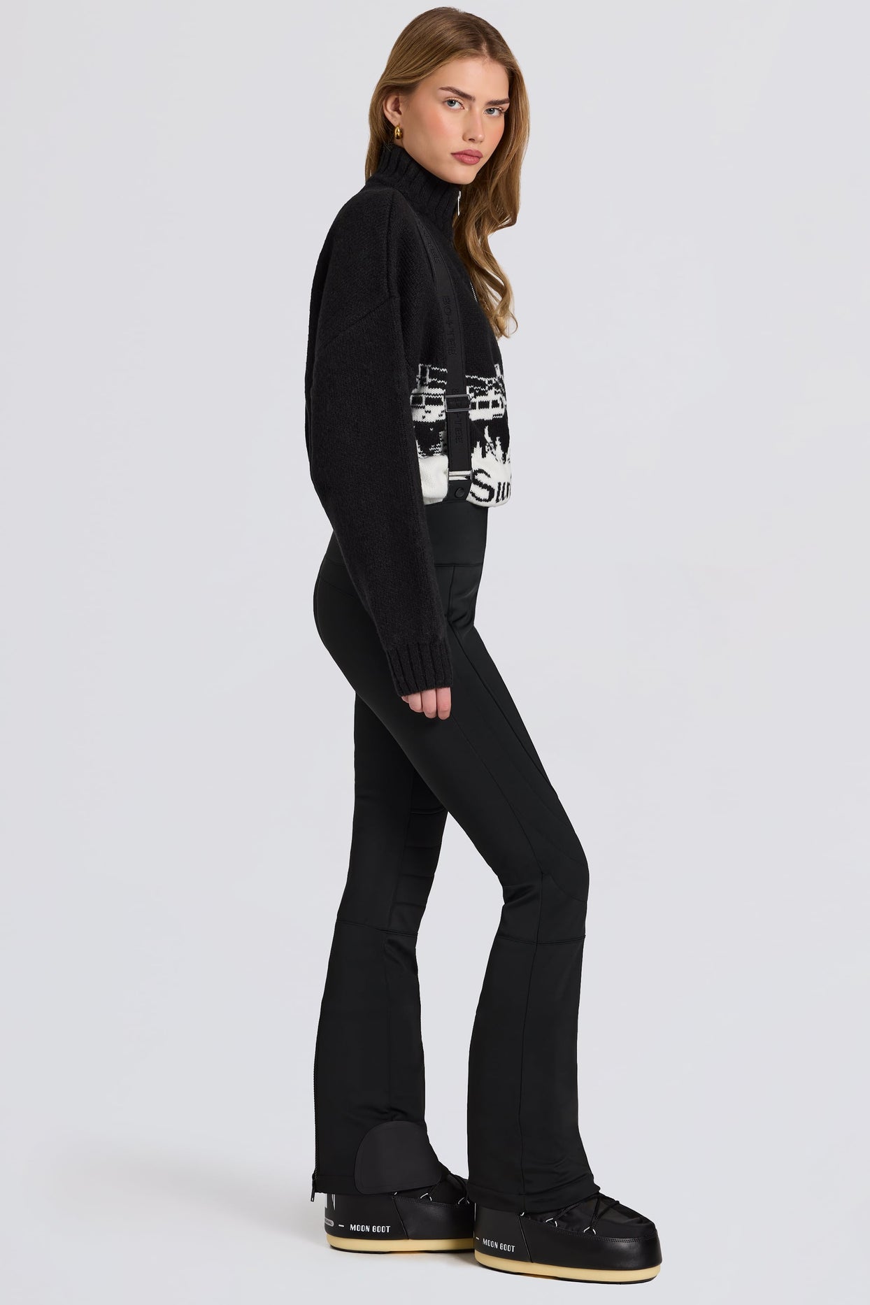 Waterproof High-Rise Salopettes with Suspenders in Black