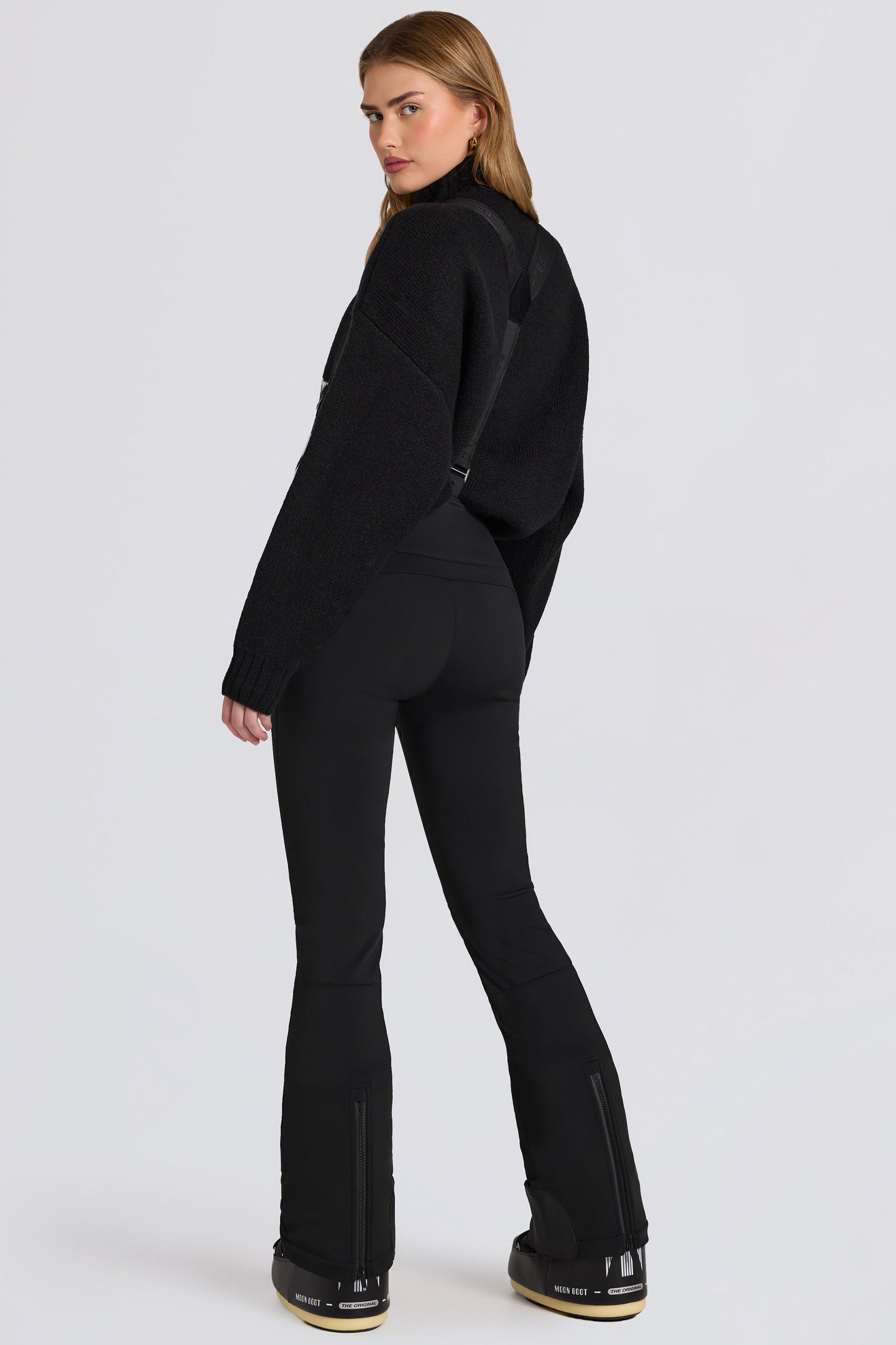 Waterproof High-Rise Salopettes with Suspenders in Black - 2