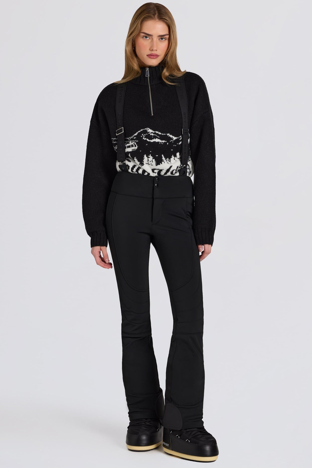 Waterproof High-Rise Salopettes with Suspenders in Black