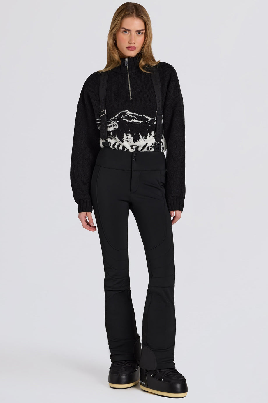 Waterproof High-Rise Salopettes with Suspenders in Black