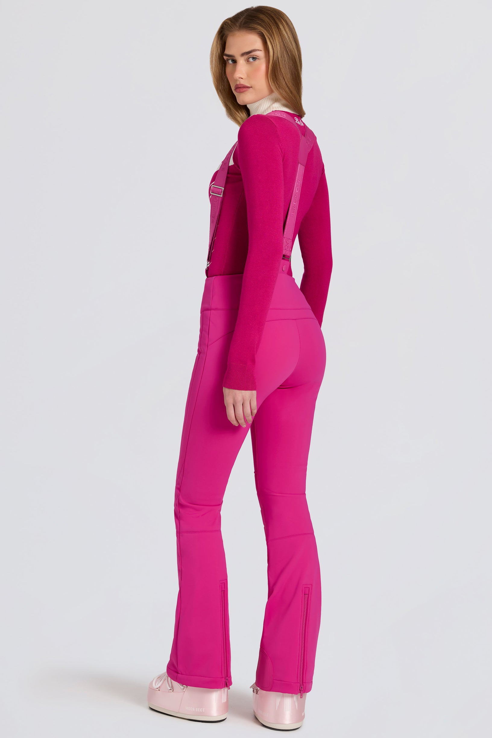 Waterproof High-Rise Salopettes with Suspenders in Magenta Pink - 2