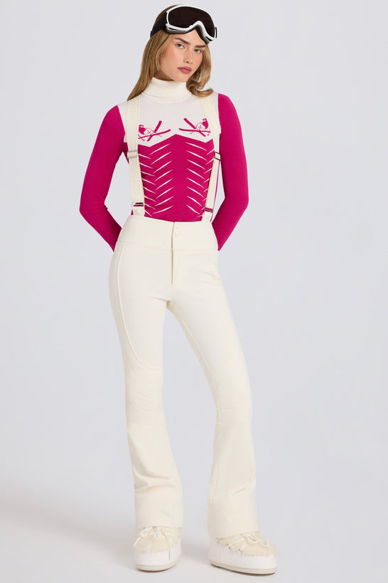 Waterproof High-Rise Salopettes with Suspenders in Ice