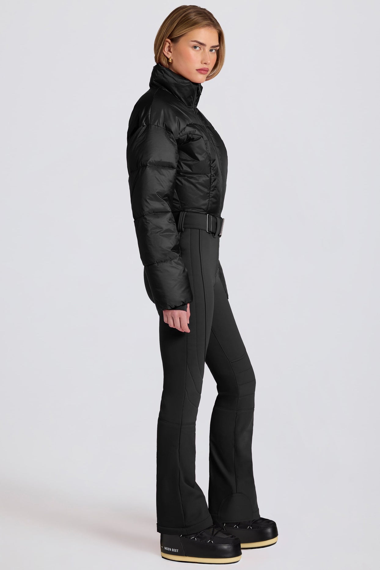 Waterproof Padded Belted Ski Suit in Black
