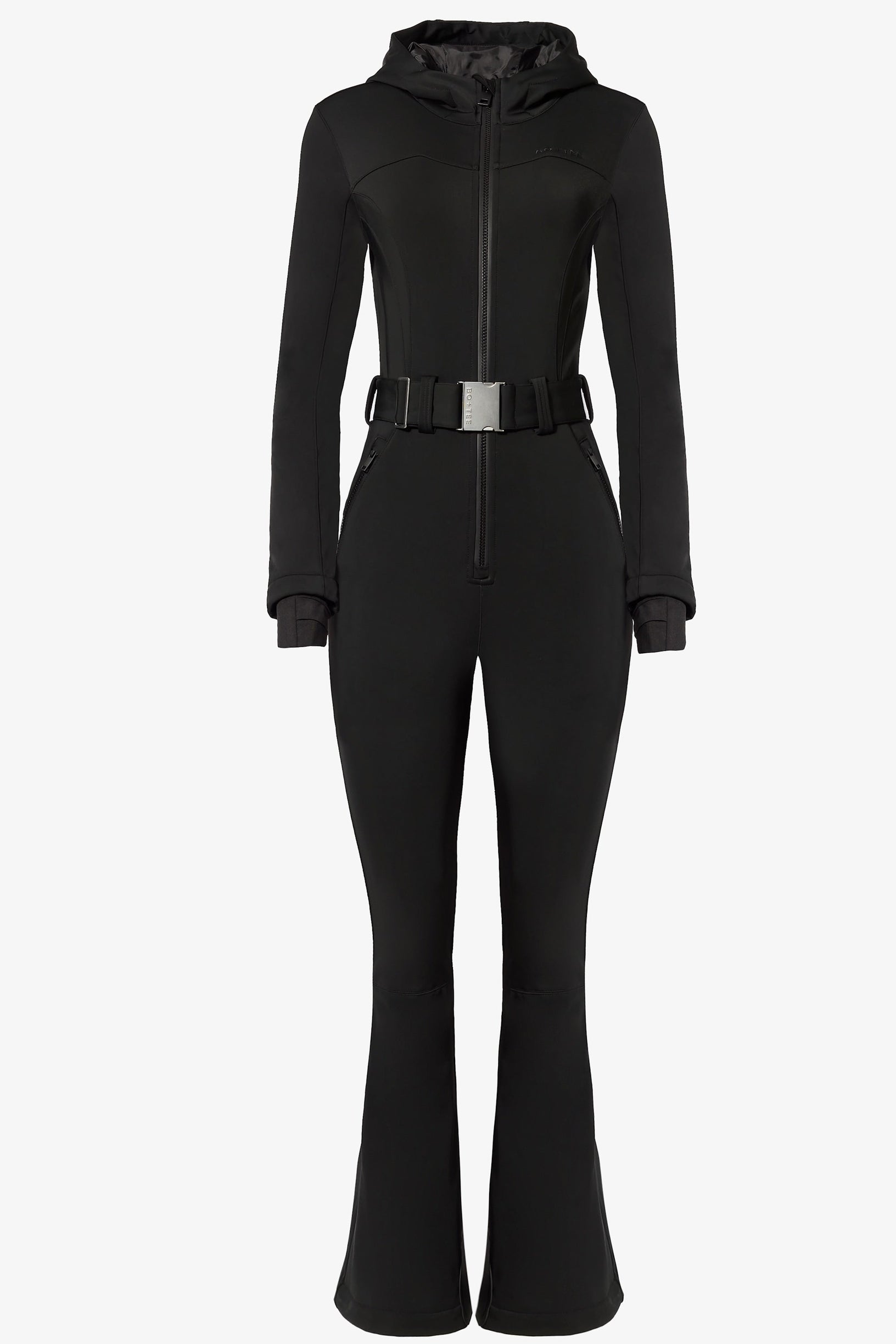 Waterproof Hooded Fitted Ski Suit in Black - 2