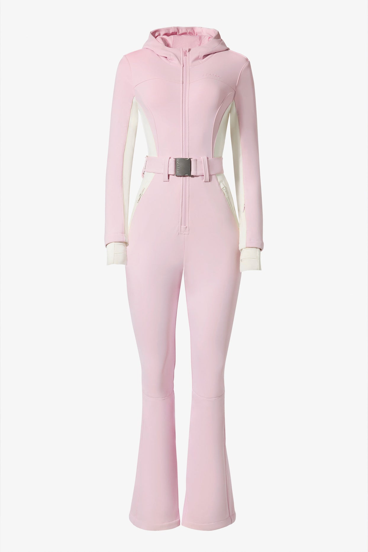 Waterproof Hooded Fitted Ski Suit in Powder Pink
