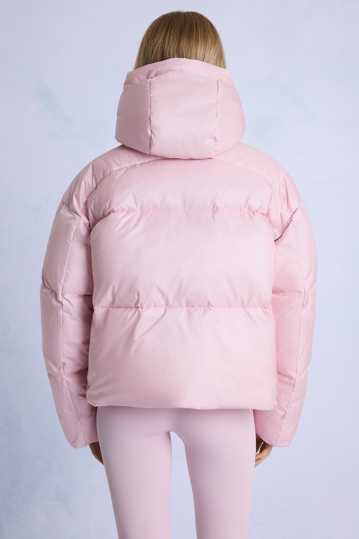 Waterproof Cropped Oversized Ski Jacket in Powder Pink