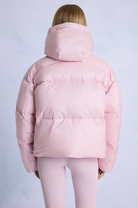 Waterproof Cropped Oversized Ski Jacket in Powder Pink