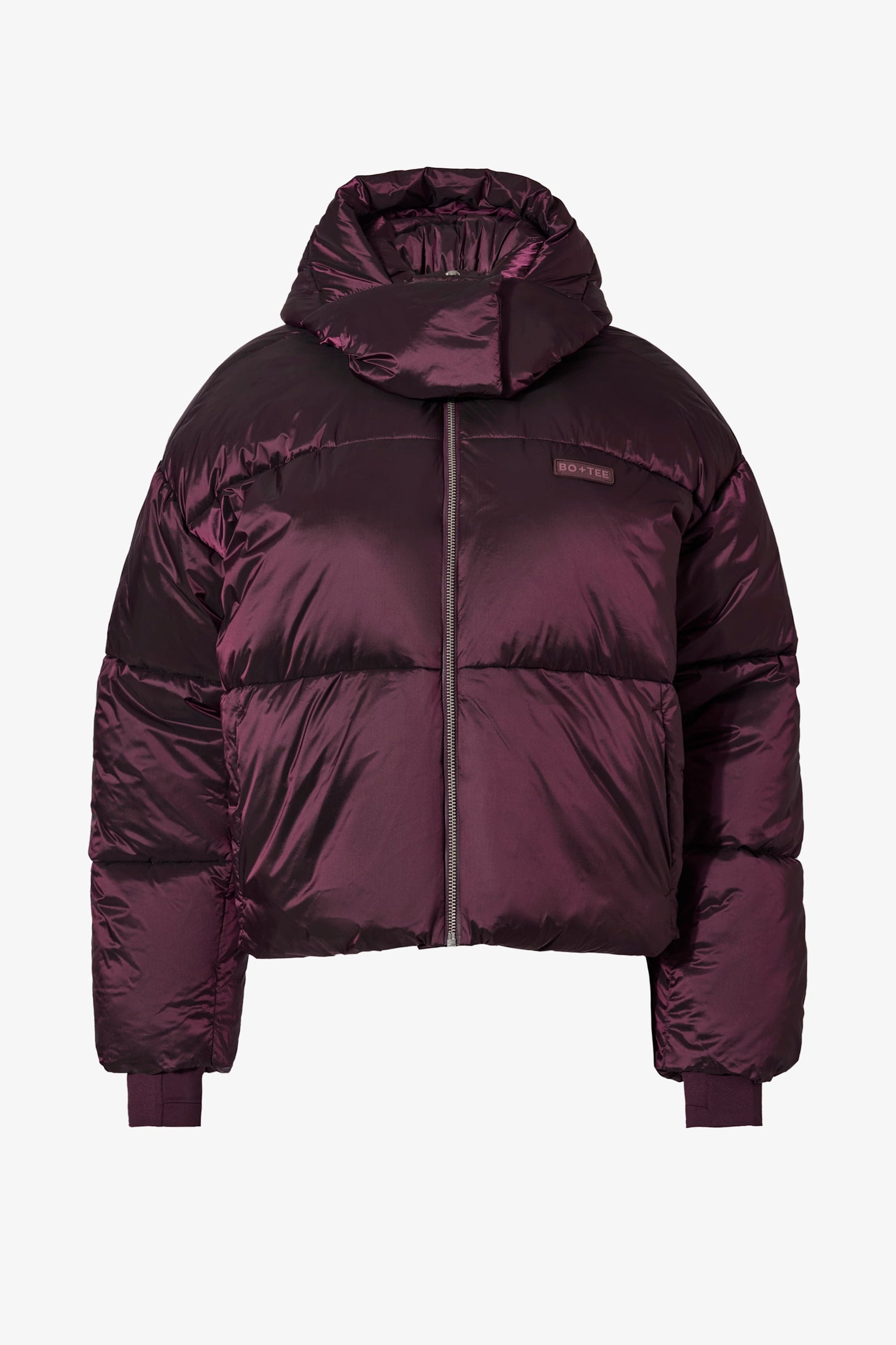 Waterproof Cropped Oversized Ski Jacket in Burgundy - 1