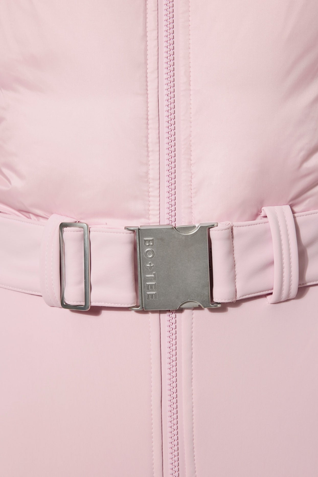 Waterproof Belted Layered Ski Suit in Powder Pink