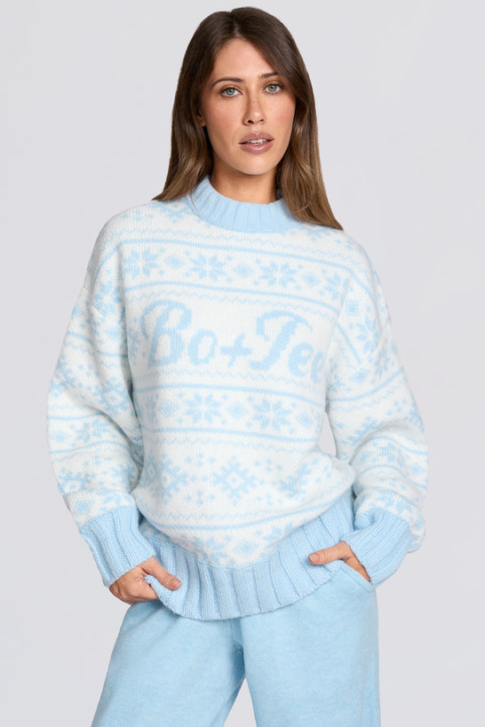 Jacquard-Knit Oversized Jumper in Powder Blue