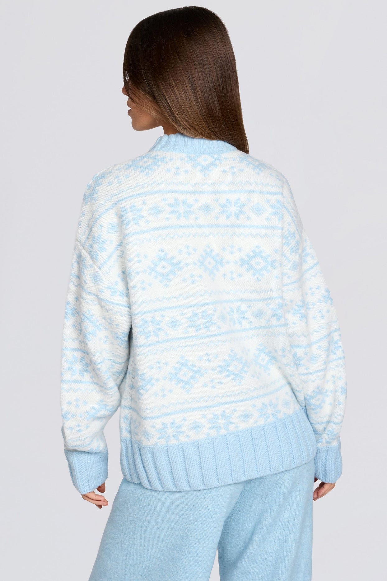 Jacquard-Knit Oversized Jumper in Powder Blue