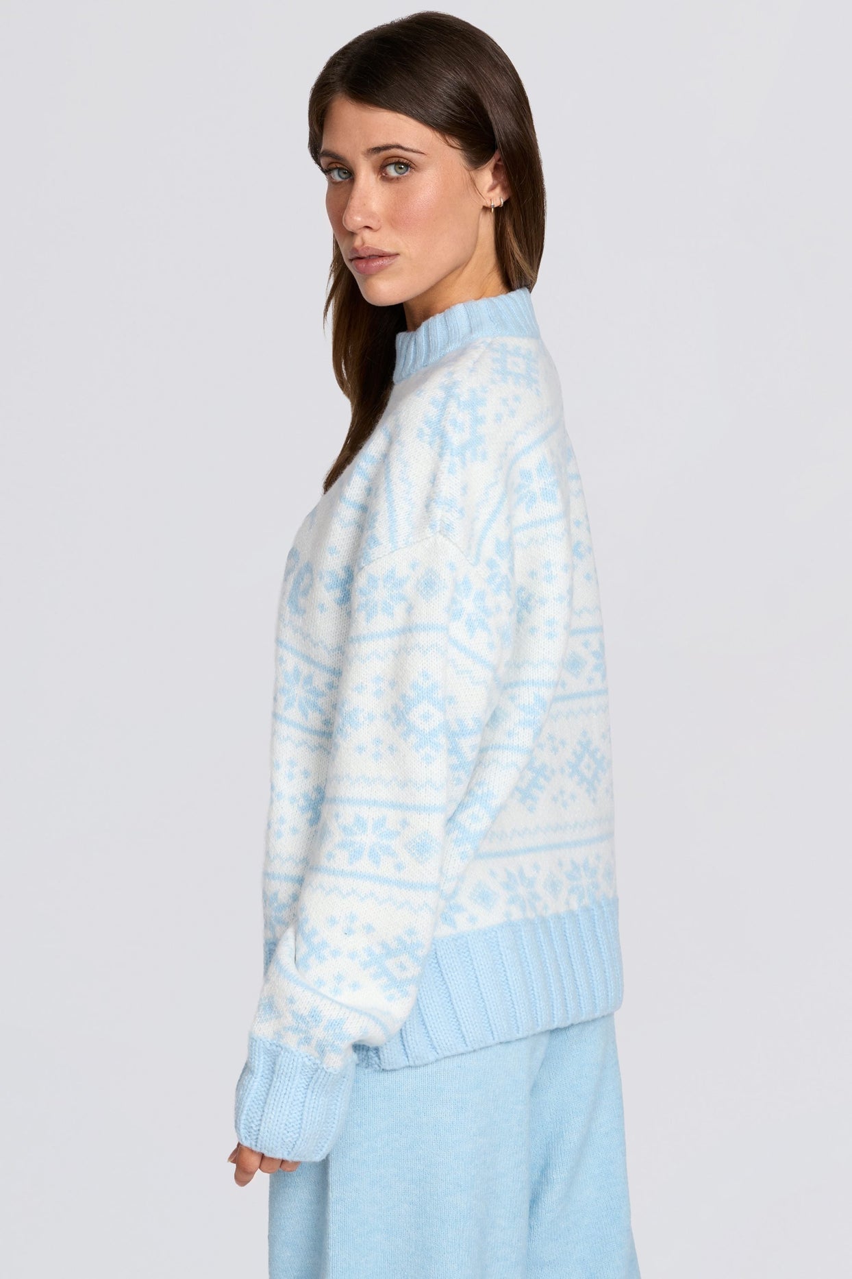 Jacquard-Knit Oversized Jumper in Powder Blue