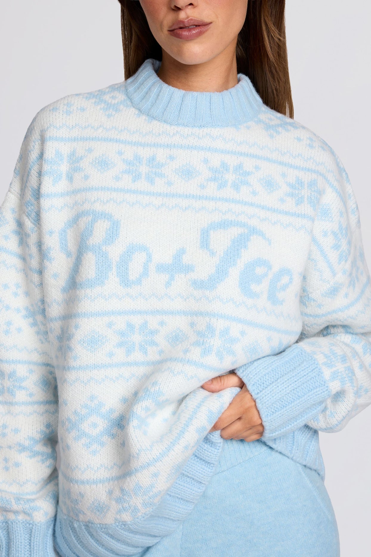 Jacquard-Knit Oversized Jumper in Powder Blue